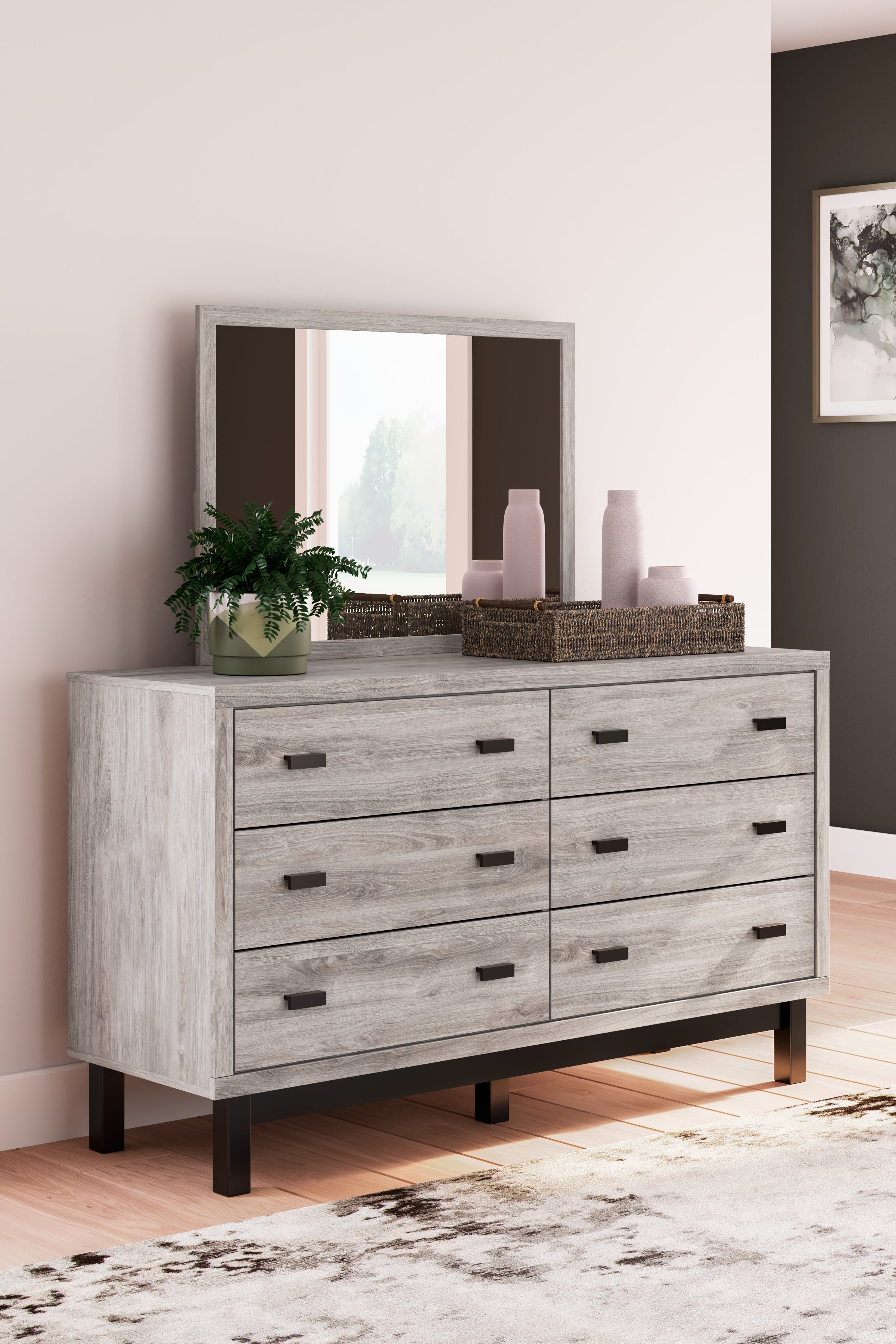 Lullora Furniture - Ashley Furniture - Vessalli Bedroom - Dresser and Mirror / Gray - B1036B1