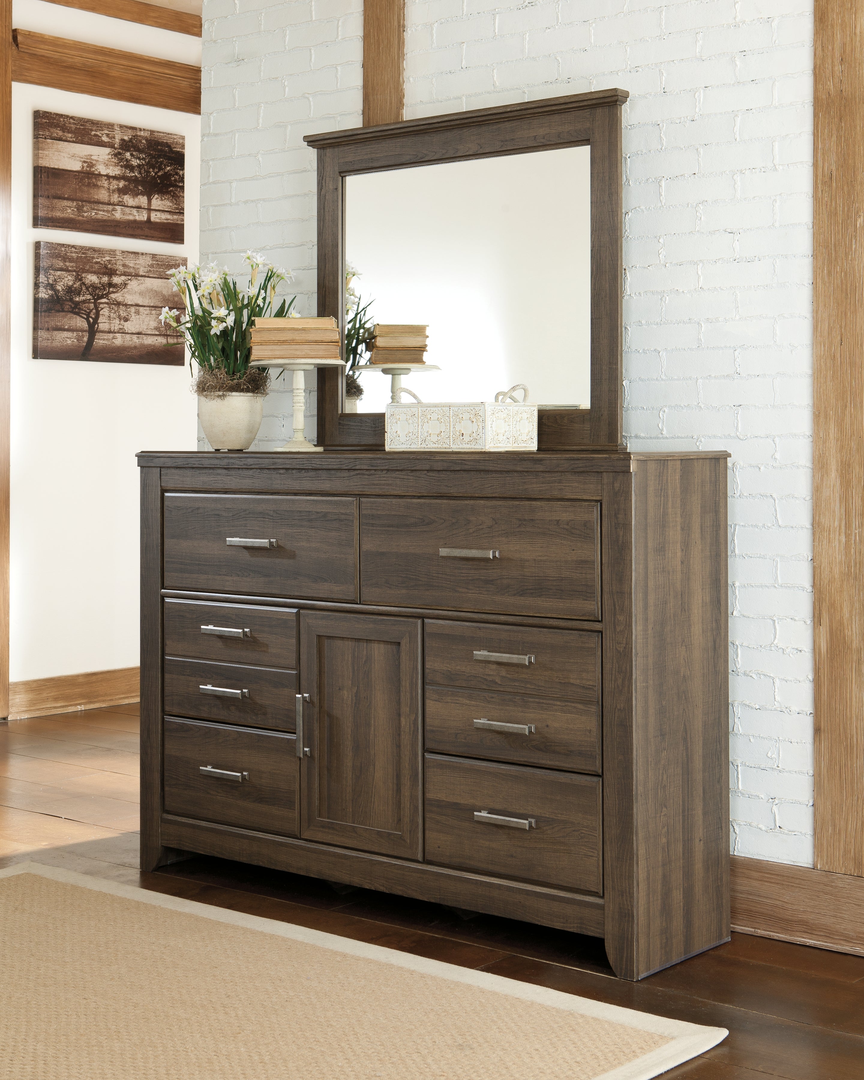 Lullora Furniture - Ashley Furniture - Juararo Bedroom - Five Drawer Chest / Dark Brown - B251-46