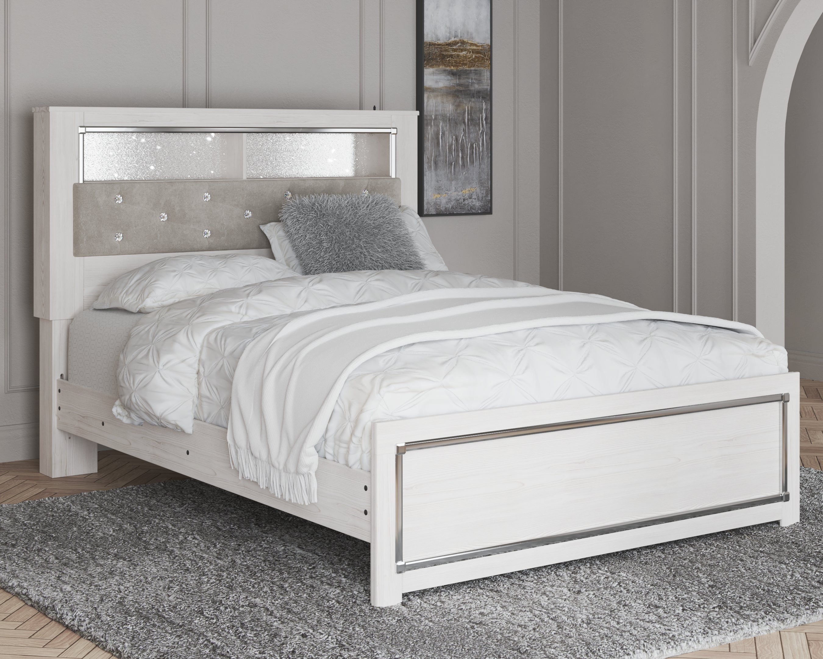Lullora Furniture - Ashley Furniture - Altyra Bedroom - King Upholstered Storage Bed / White - B2640B29