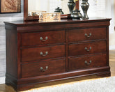 Lullora Furniture - Ashley Furniture - Alisdair Bedroom - King Sleigh Bed / Reddish Brown - B376B8