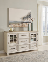 Lullora Furniture - Ashley Furniture - Shaybrock Bedroom - Dresser and Mirror / Antique White/Brown - B683B1