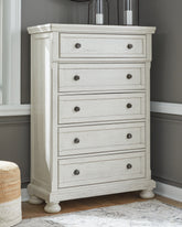 Lullora Furniture - Ashley Furniture - Robbinsdale Bedroom - King Panel Storage Bed / Antique White - B742B25