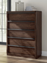 Lullora Furniture - Ashley Furniture - Dilenno Bedroom - Five Drawer Chest / Dark Brown - PCB857-46