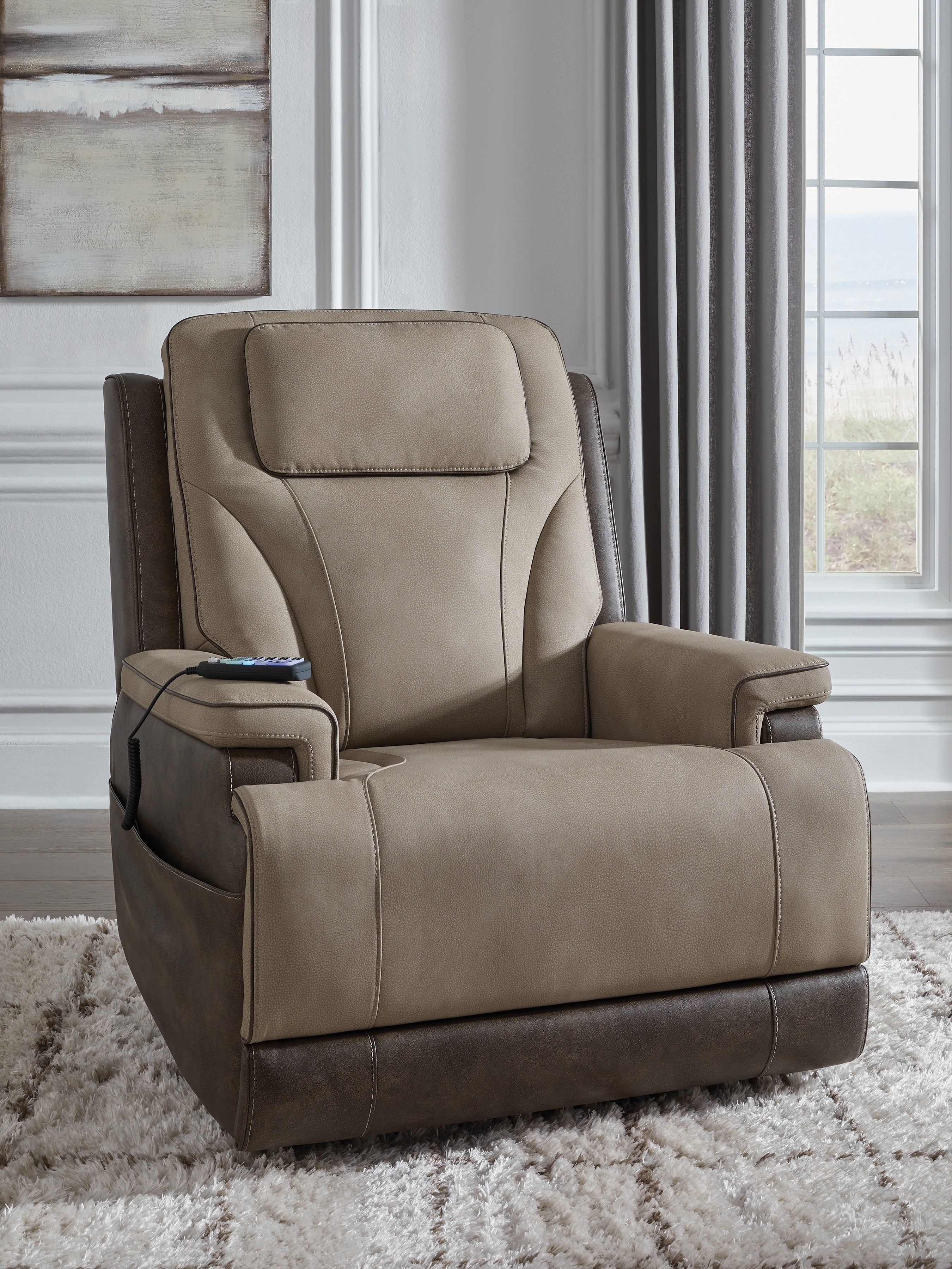 Lullora Furniture - Ashley Furniture - 4Z-Peaceful Pause Living Room - Power Lift Recliner / Sand - PC1210312