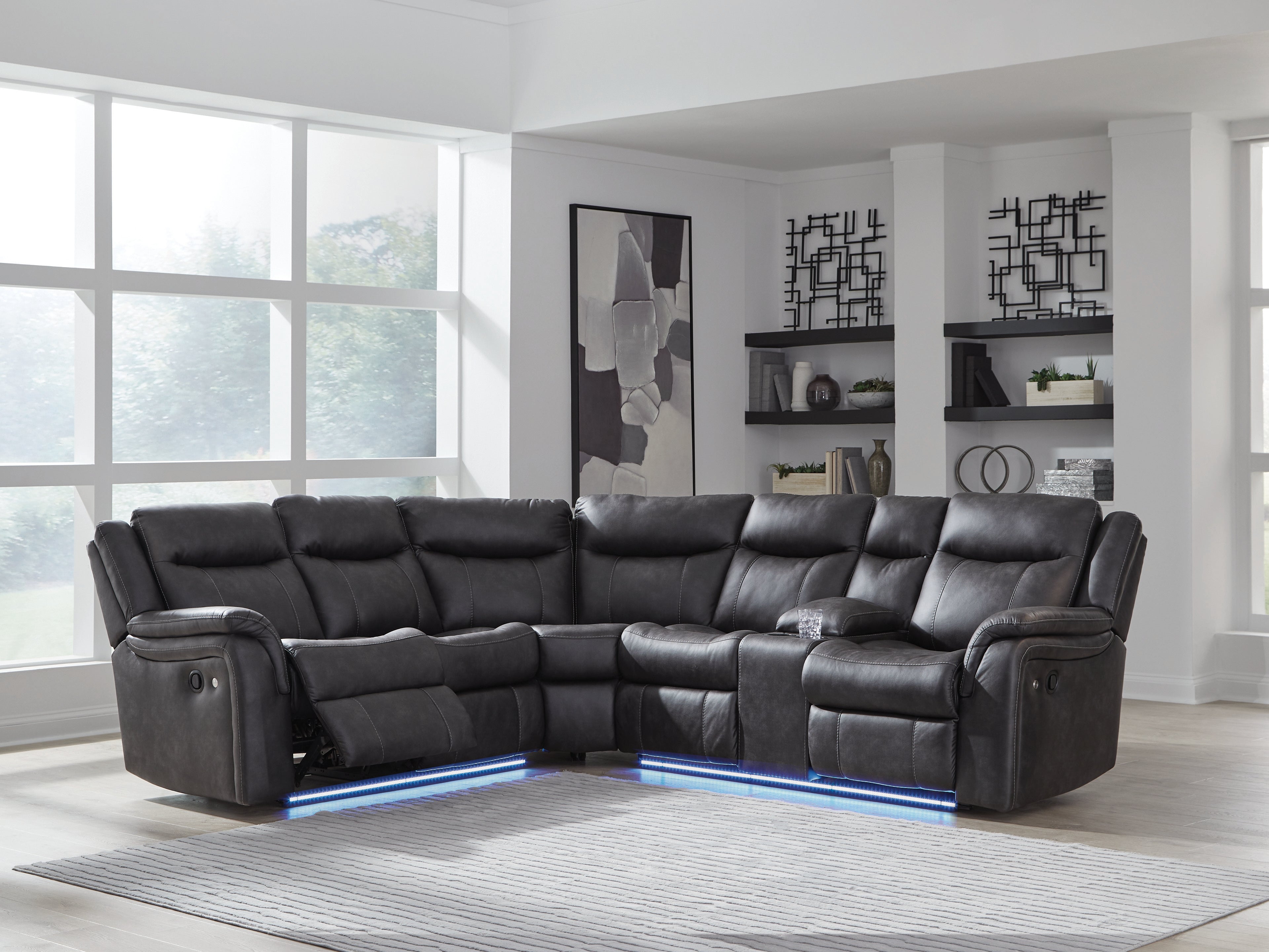 Lullora Furniture - Ashley Furniture - Sultan Meadow Sectional - 2-Piece Reclining Sectional / Carbon - PC13001S1