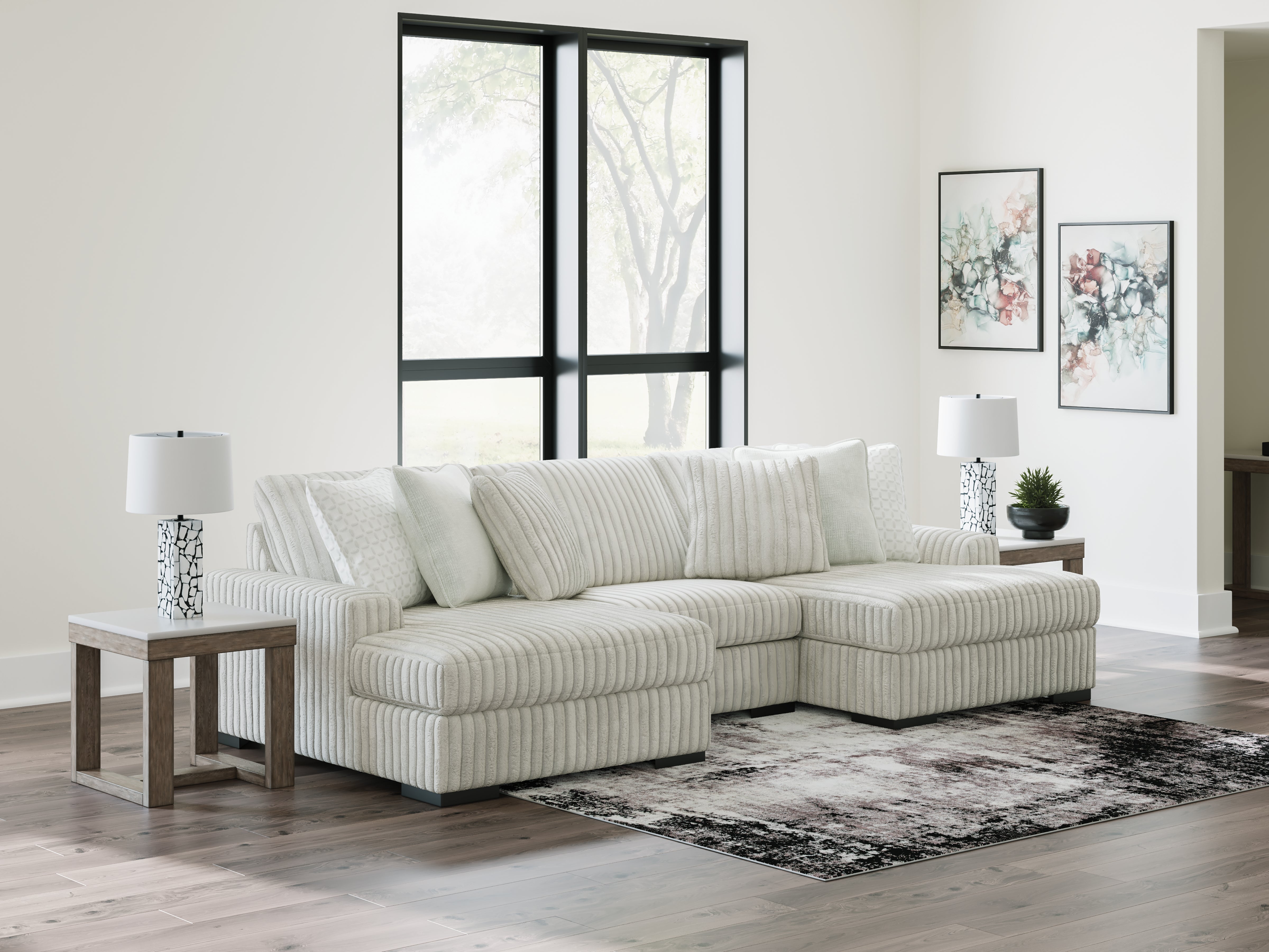 Lullora Furniture - Ashley Furniture - Stupendous Sectional - RAF 3-Piece Sectional with Double Chaise / Alloy - 25903S4