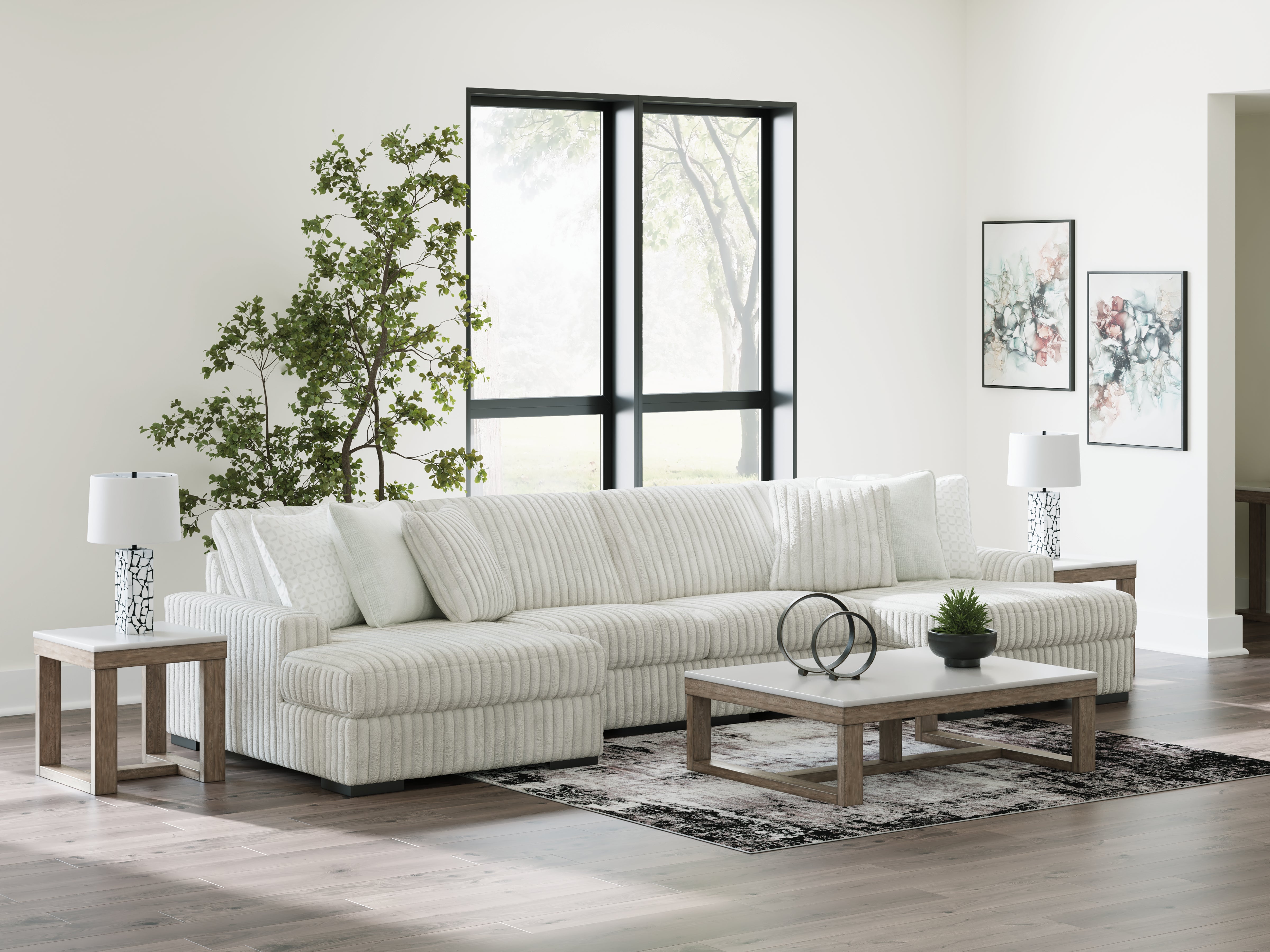 Lullora Furniture - Ashley Furniture - Stupendous Sectional - RAF 4-Piece Sectional with Double Chaise / Alloy - 25903S5