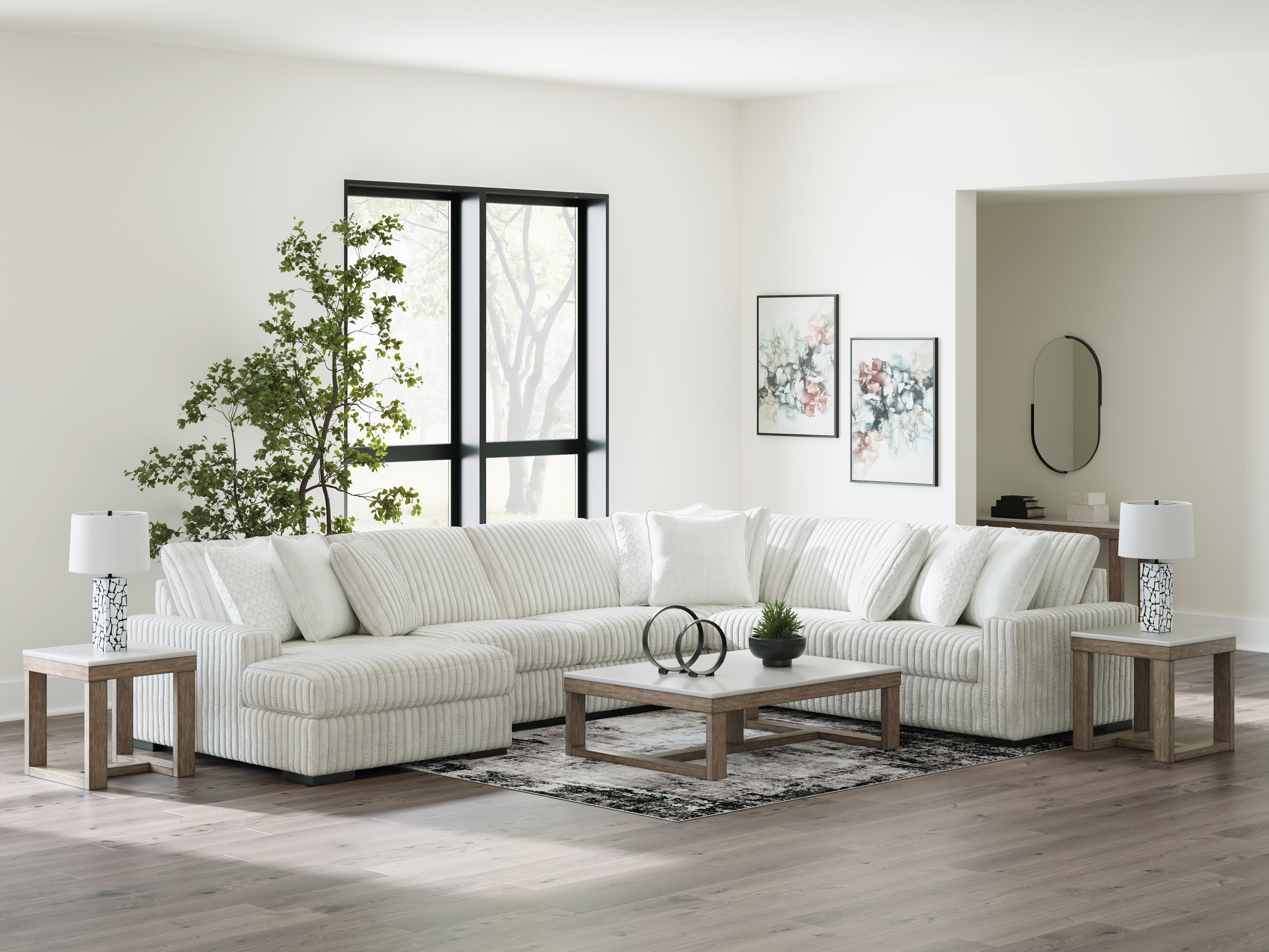 Lullora Furniture - Ashley Furniture - Stupendous Sectional - RAF 5-Piece Sectional with Chaise / Alloy - 25903S8