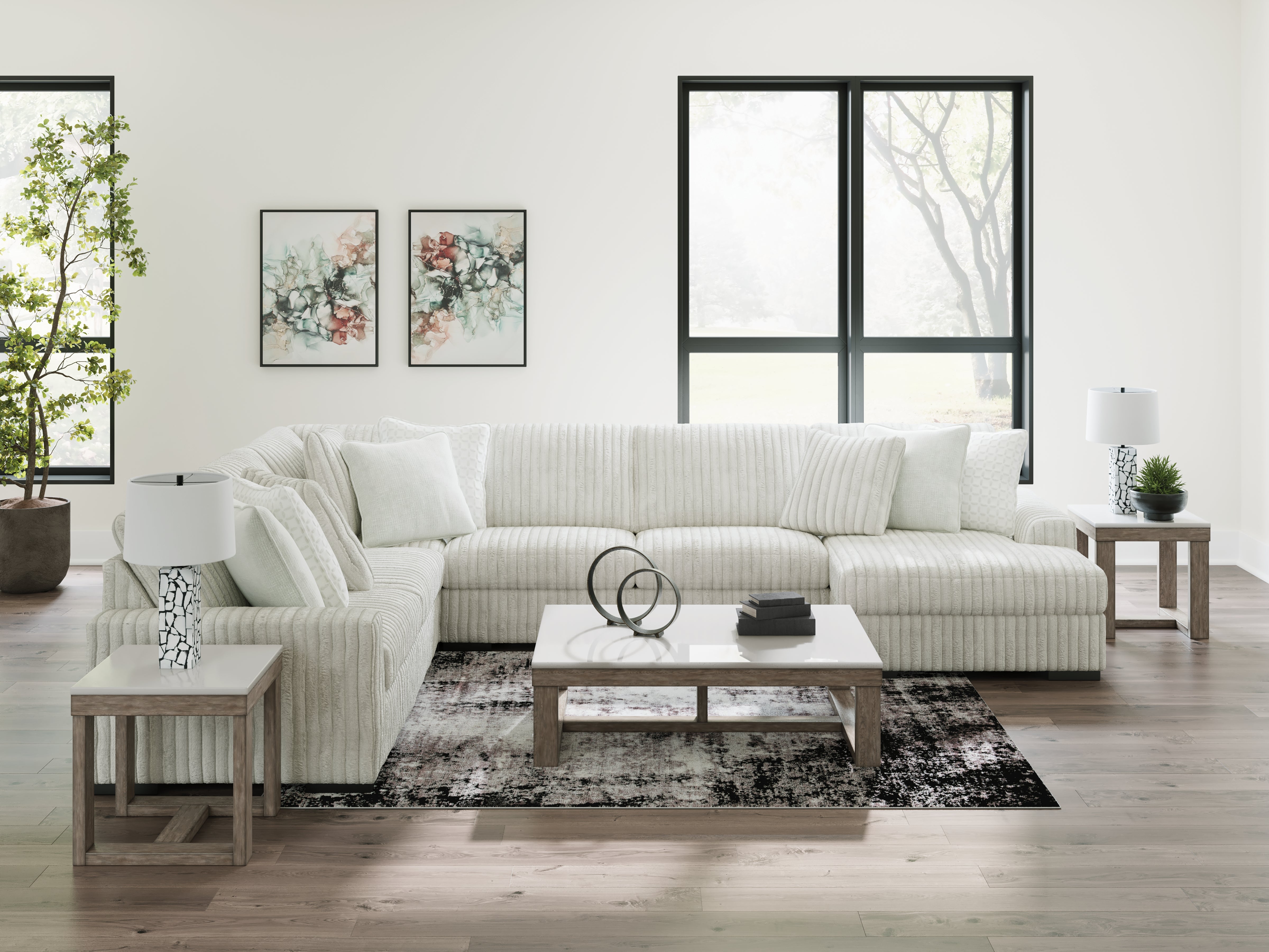 Lullora Furniture - Ashley Furniture - Stupendous Sectional - LAF 5-Piece Sectional with Chaise / Alloy - 25903S9