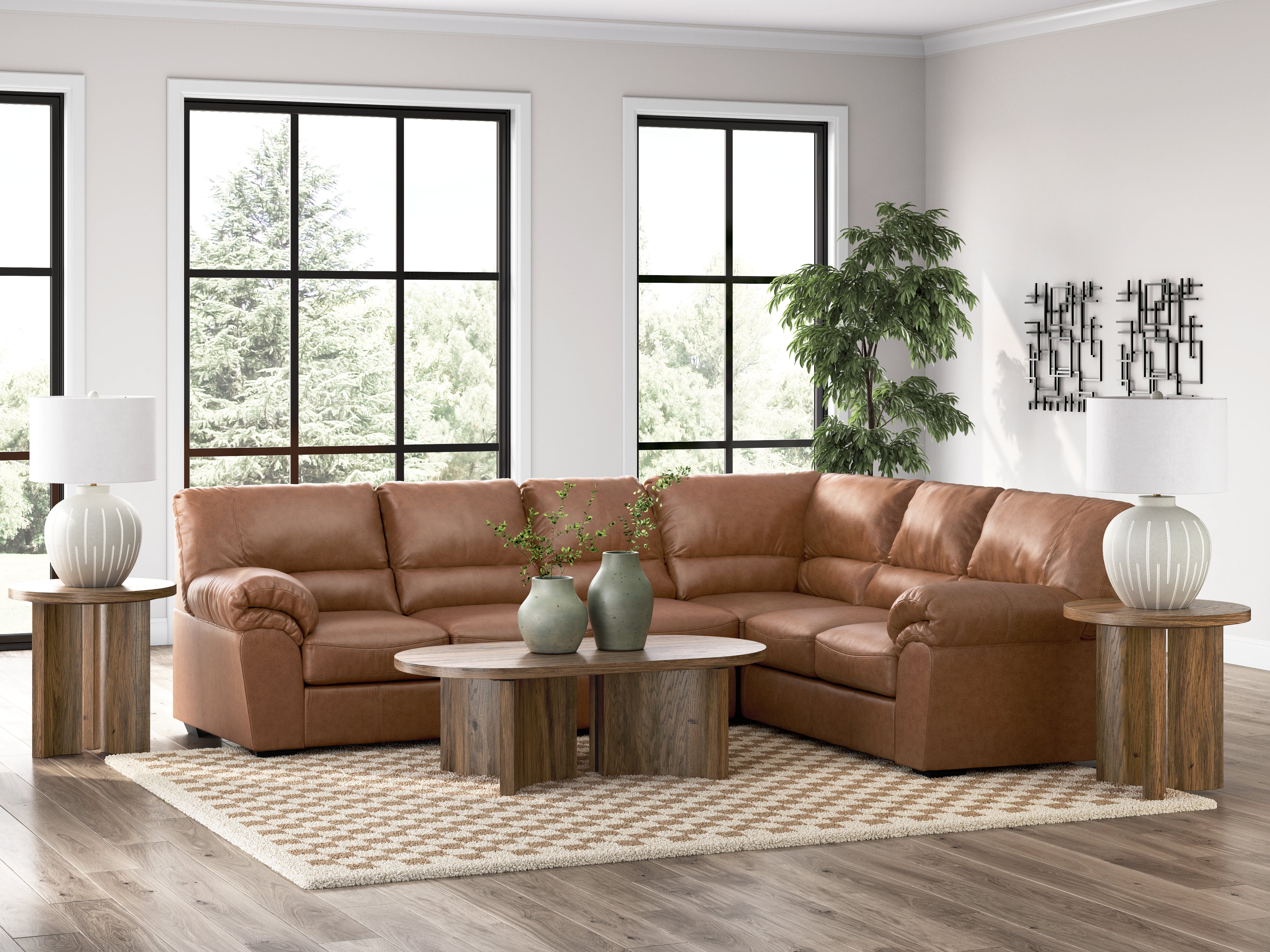 Lullora Furniture - Ashley Furniture - WillowBend Sectional - RAF 3-Piece Sectional / Caramel - PC27704S3