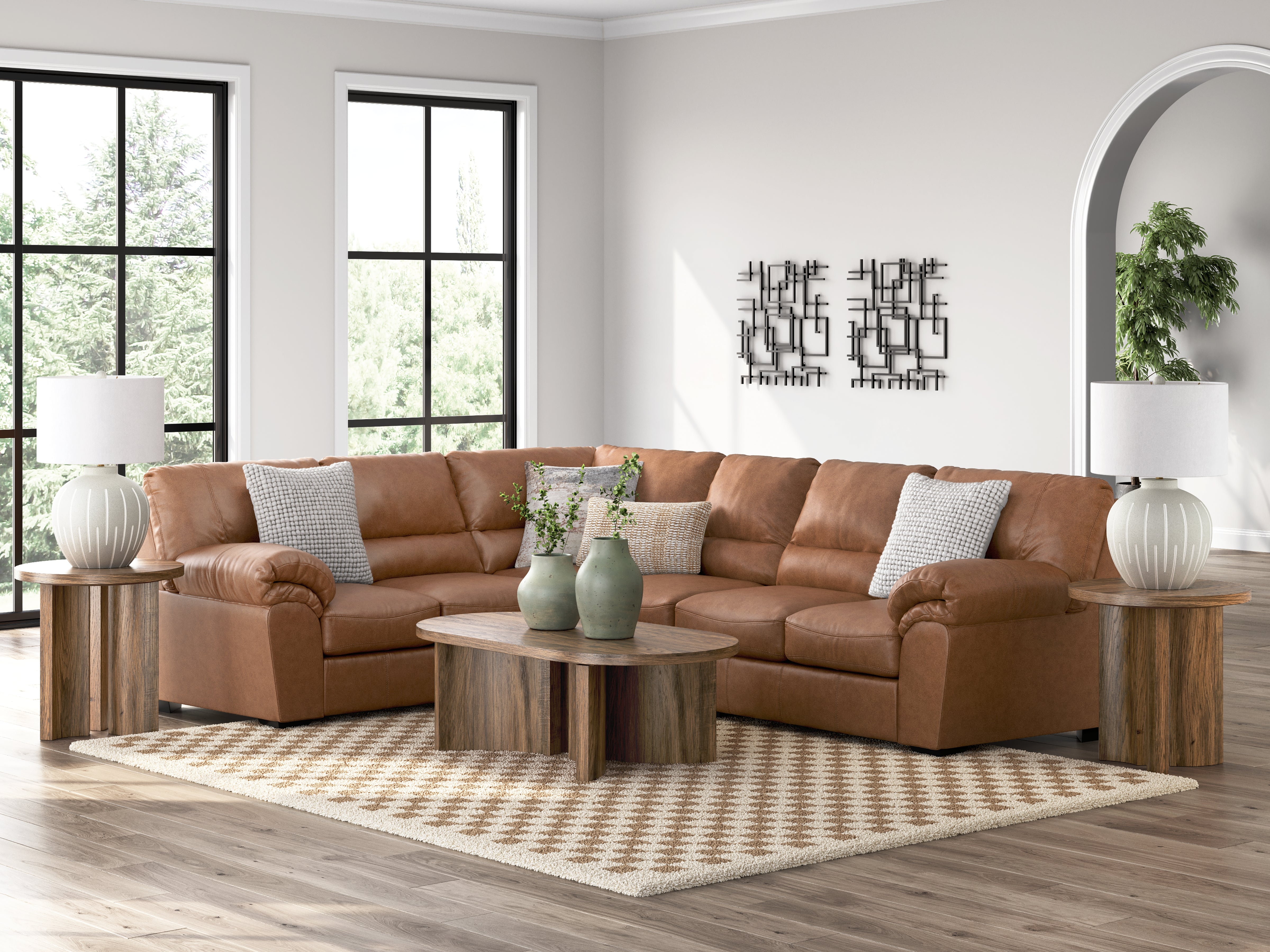 Lullora Furniture - Ashley Furniture - WillowBend Sectional - LAF 3-Piece Sectional / Caramel - PC27704S4