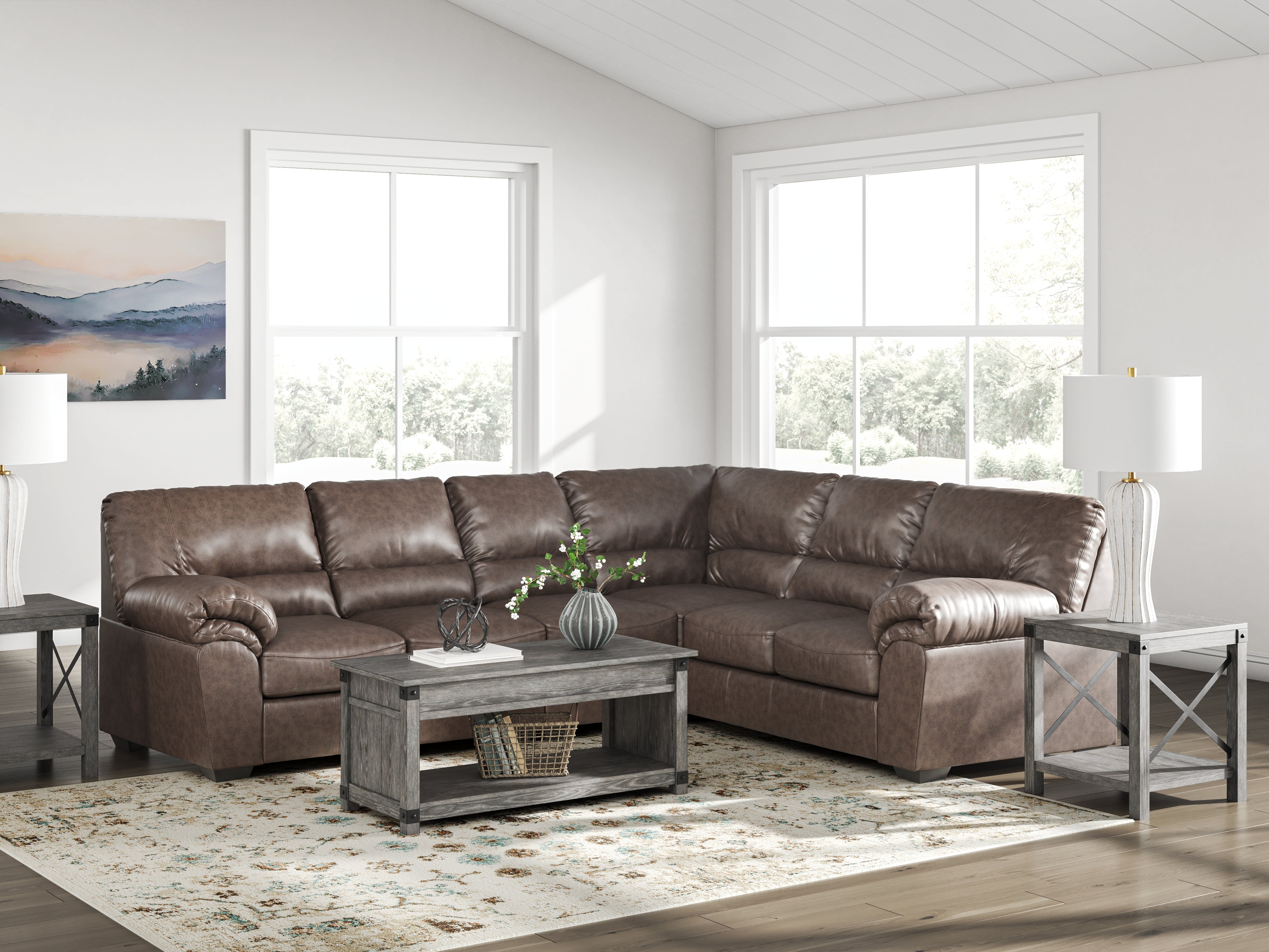 Lullora Furniture - Ashley Furniture - WillowBend Sectional - RAF 3-Piece Sectional / Umber - PC27705S3