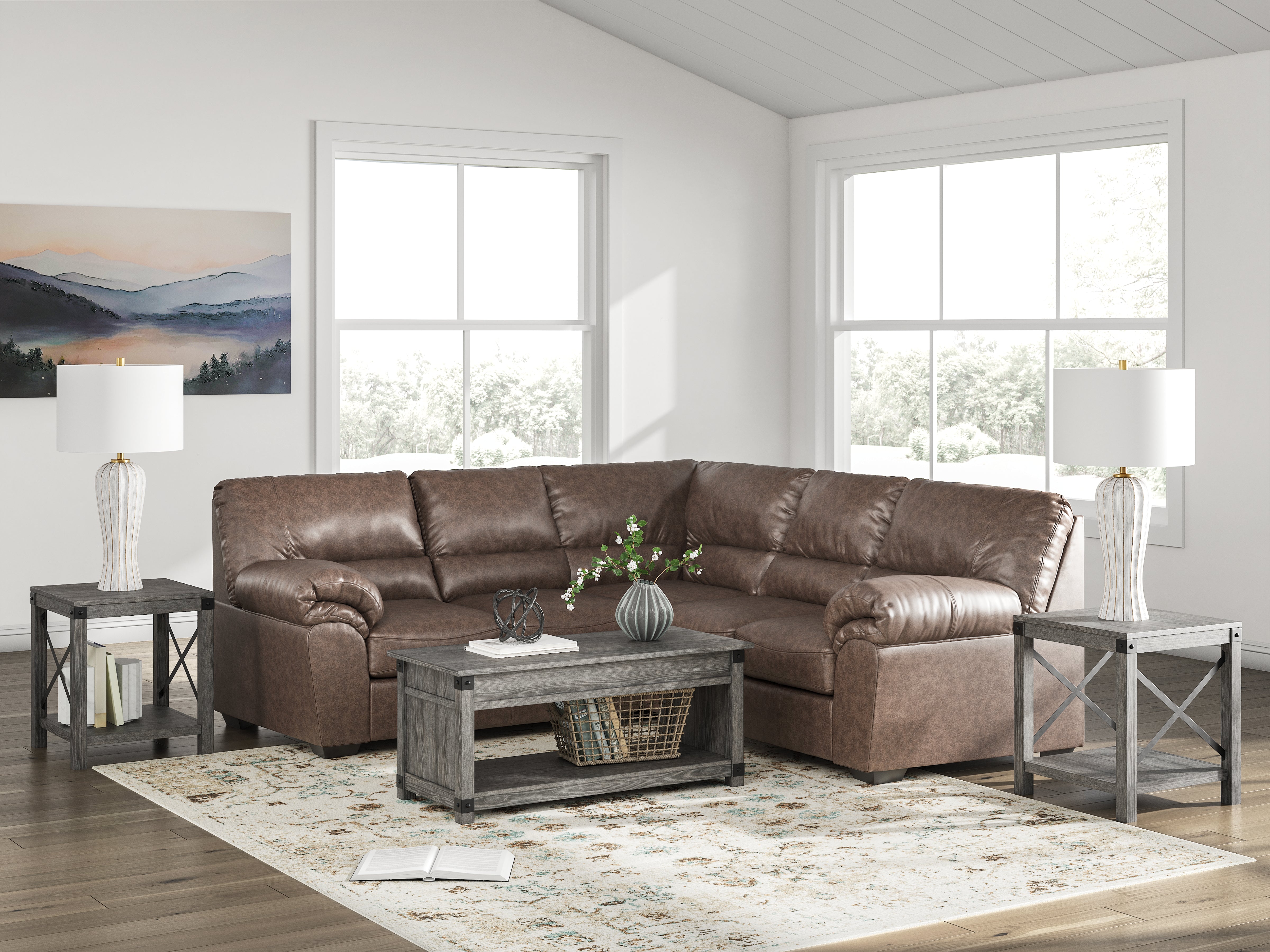 Lullora Furniture - Ashley Furniture - WillowBend Sectional - RAF 2-Piece Sectional / Umber - PC27705S1