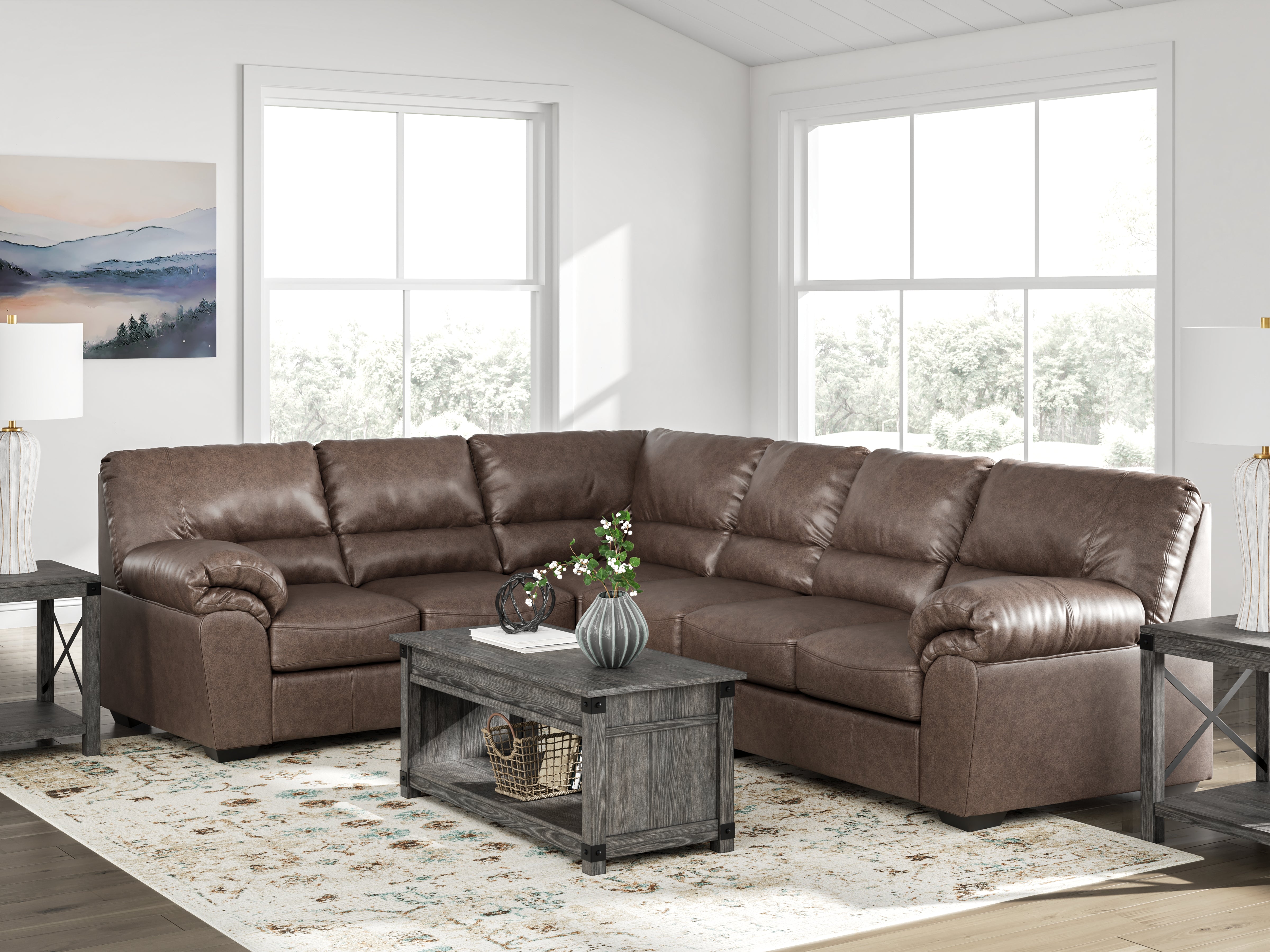 Lullora Furniture - Ashley Furniture - WillowBend Sectional - LAF 3-Piece Sectional / Umber - PC27705S4