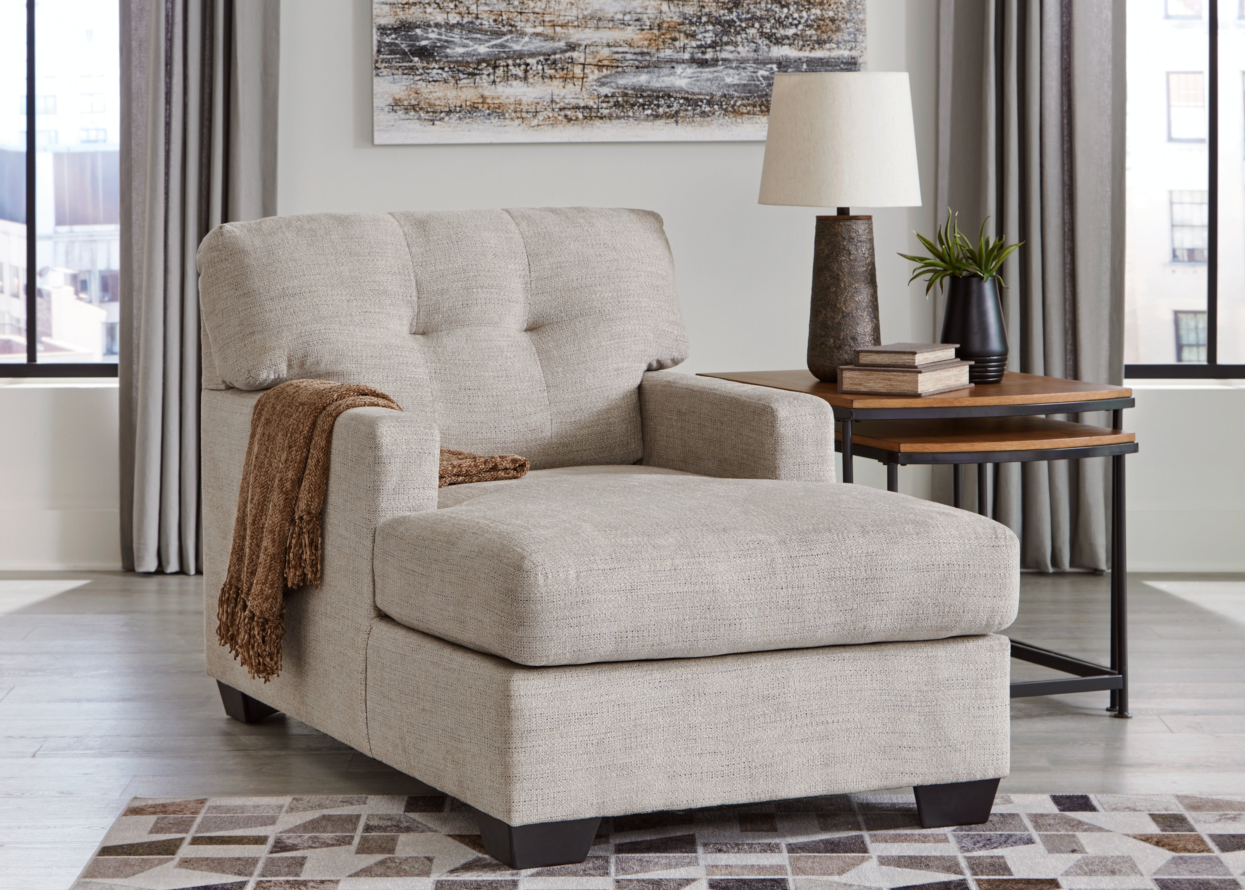 Lullora Furniture - Ashley Furniture - Mahoney Living Room - Chaise / Pebble - 3100415