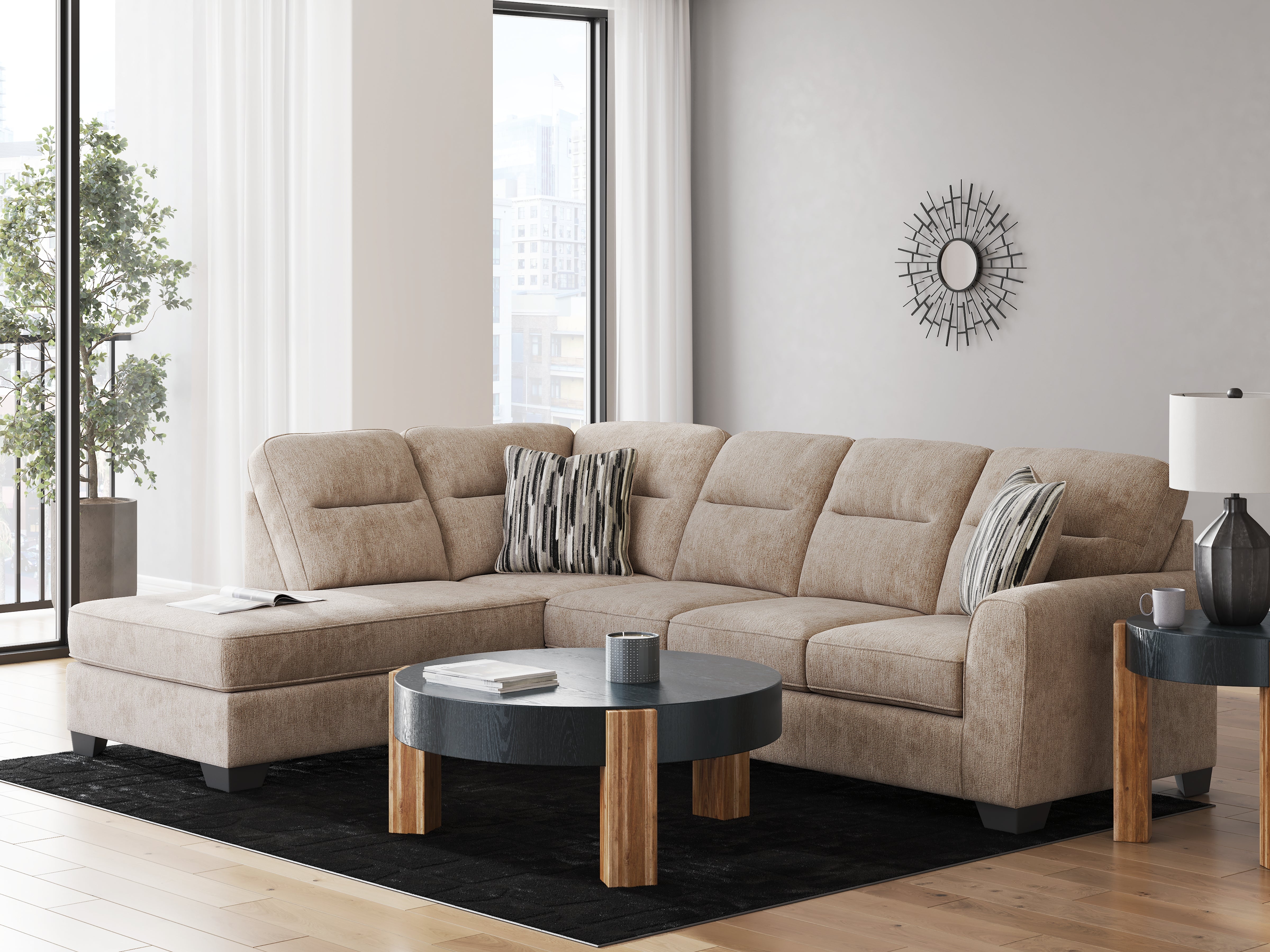 Lullora Furniture - Ashley Furniture - Olten Sectional - RAF 2-Piece Sectional with Chaise / Mocha - 31304S1