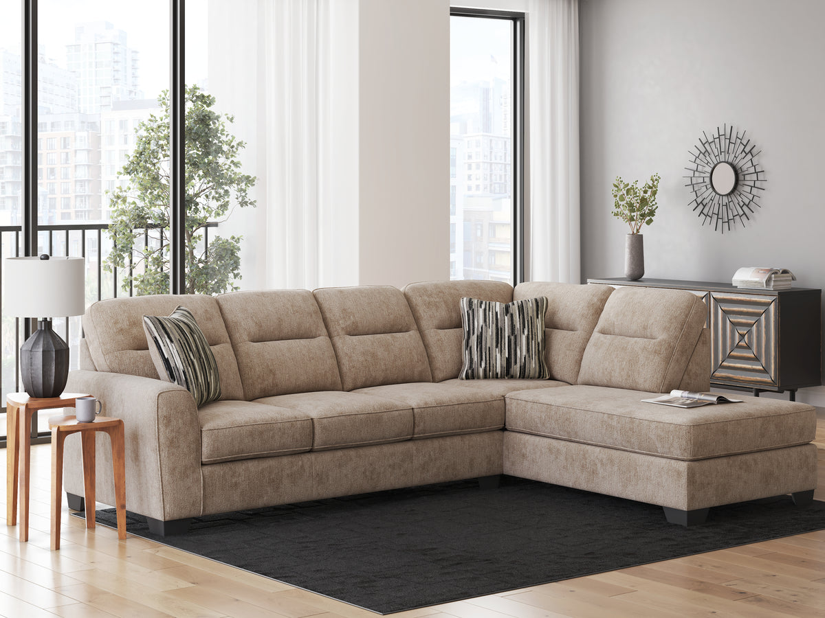 Lullora Furniture - Ashley Furniture - Olten Sectional - RAF 2-Piece Sectional with Chaise / Mocha - 31304S1