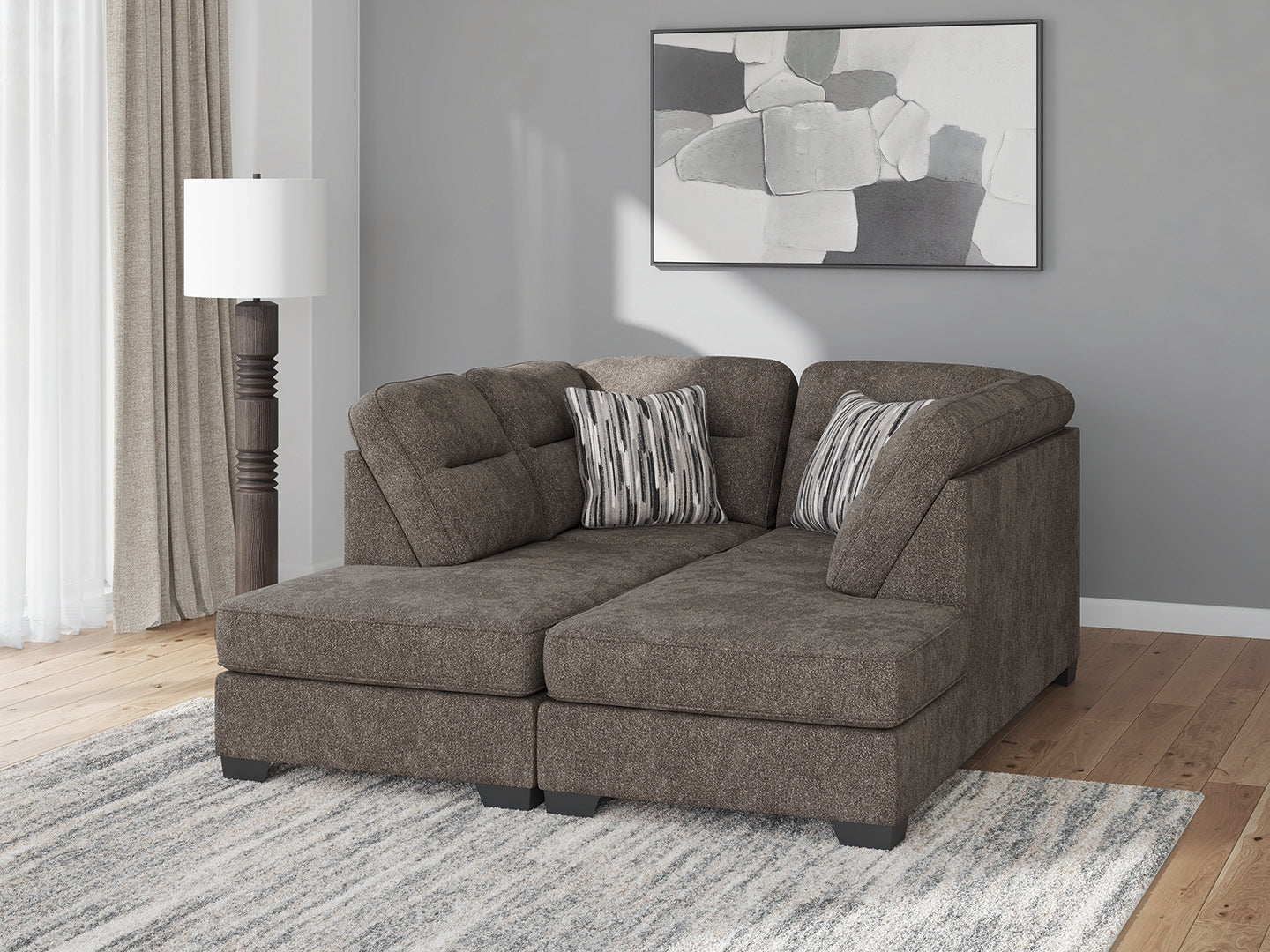 Lullora Furniture - Ashley Furniture - Olten Sectional - RAF 2-Piece Super Chaise / Graphite - 31305S3