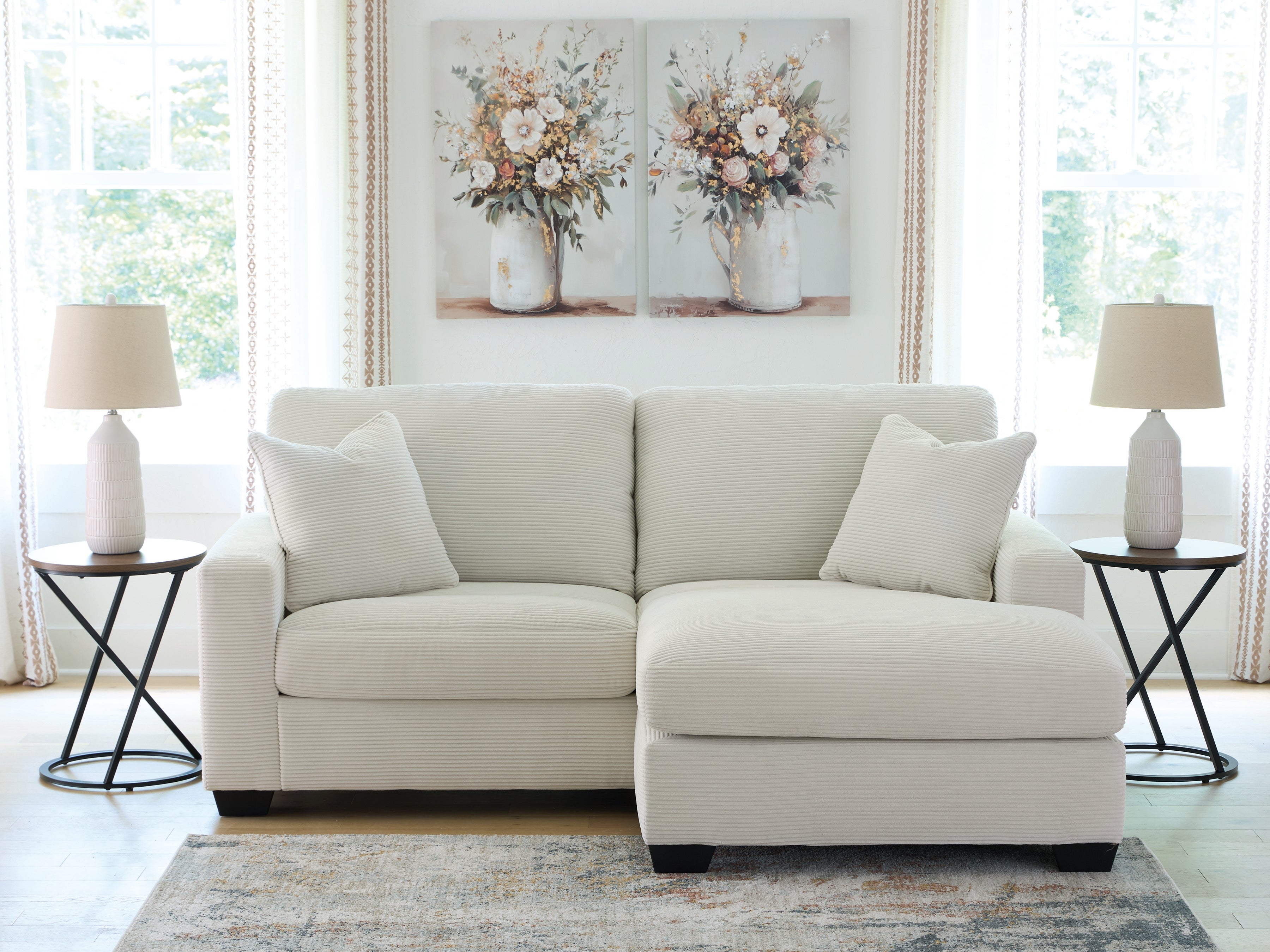 Lullora Furniture - Ashley Furniture - Greenbriar Living Room - Sofa Chaise / Ivory - PC3200618