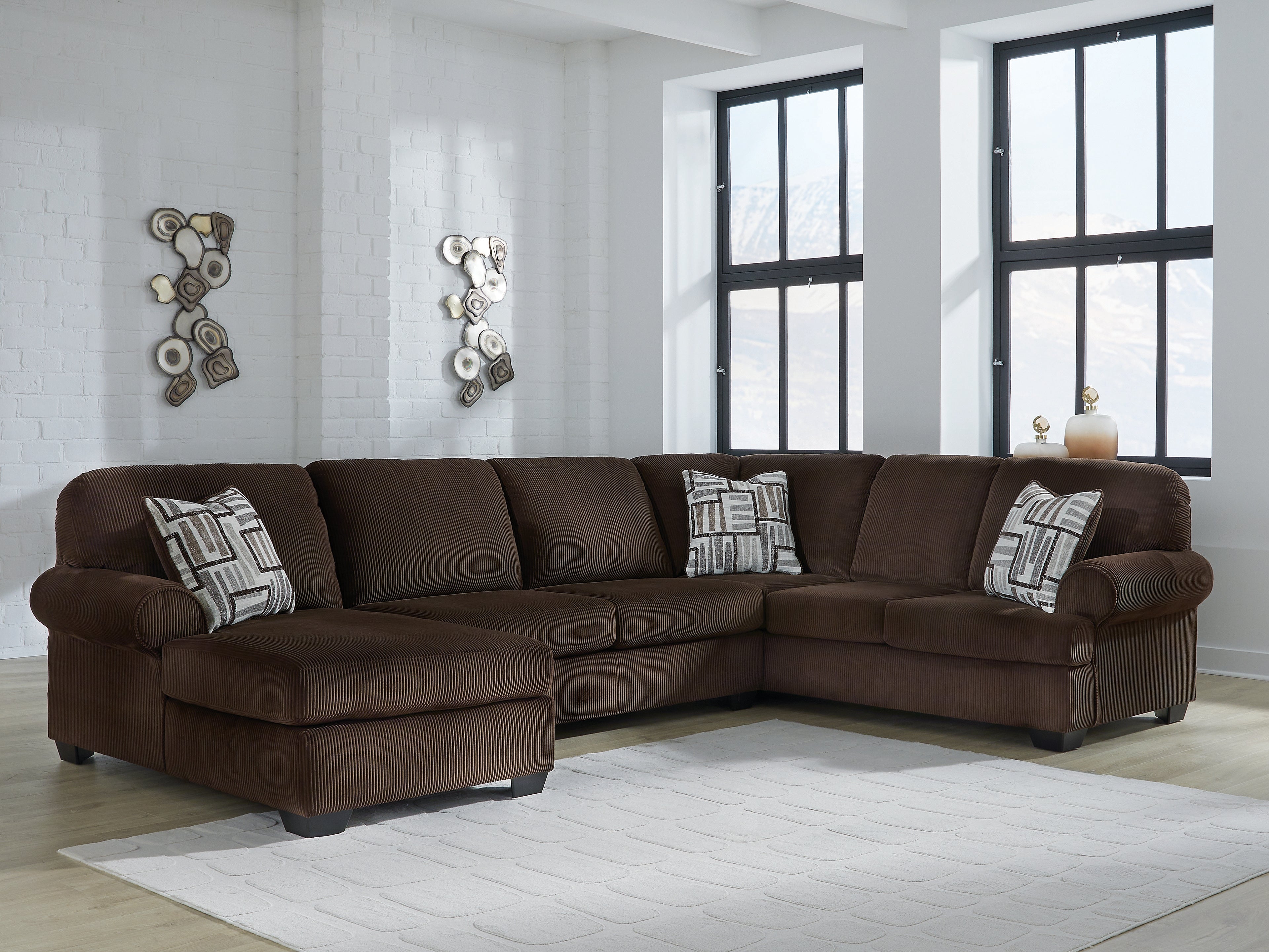 Lullora Furniture - Ashley Furniture - Kimlee Sectional - RAF 3-Piece Sectional with Chaise / Chocolate - PC35603S1