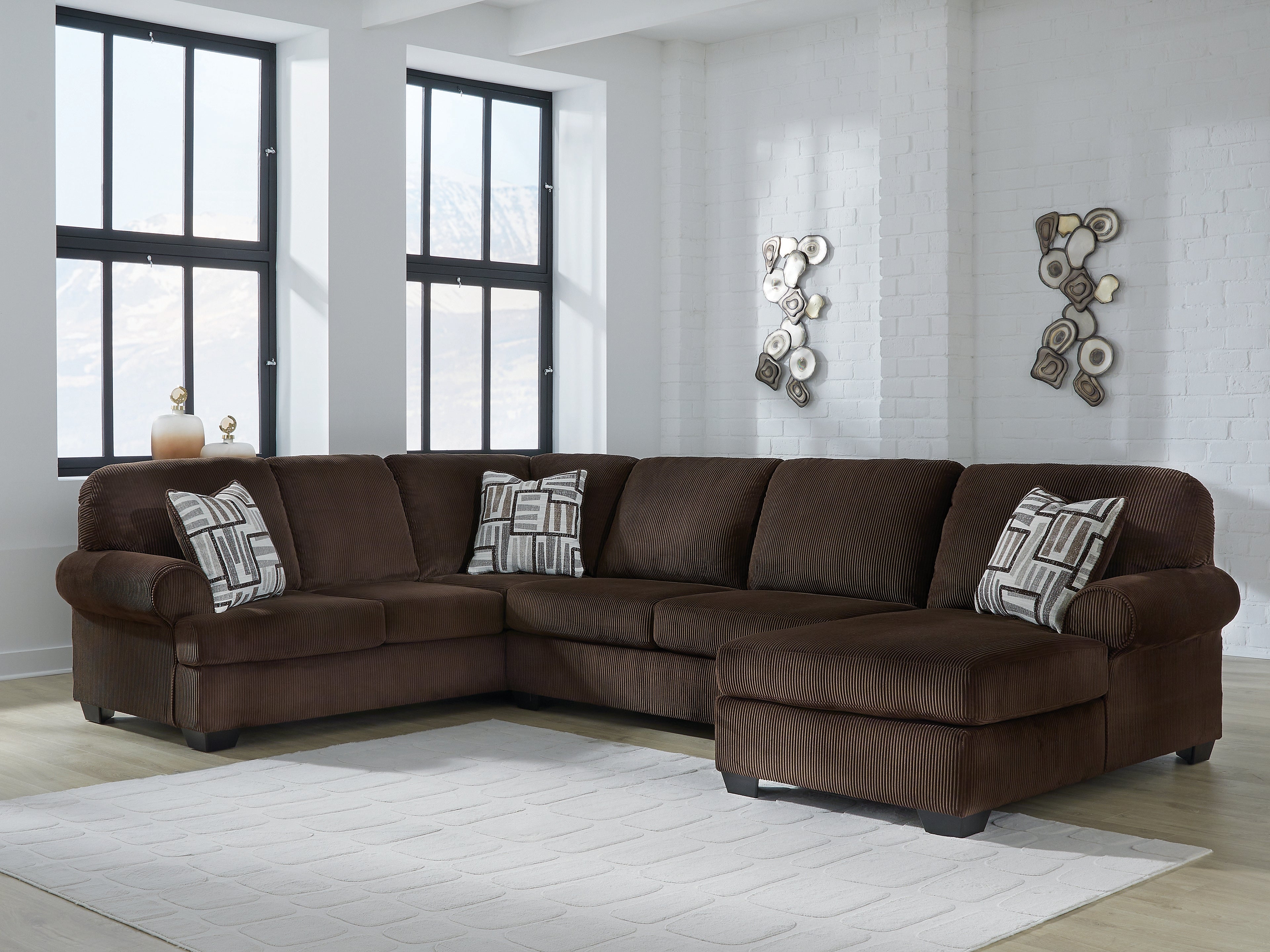 Lullora Furniture - Ashley Furniture - Kimlee Sectional - LAF 3-Piece Sectional with Chaise / Chocolate - PC35603S2