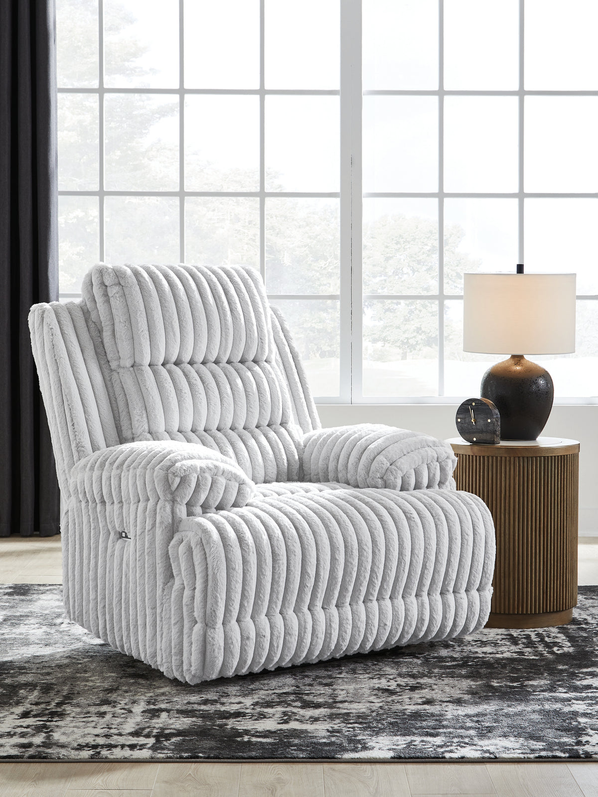 Lullora Furniture - Ashley Furniture - Rhines Falls Living Room - REC PWR Sofa w/Drop Down Table / Alloy - PC4280499