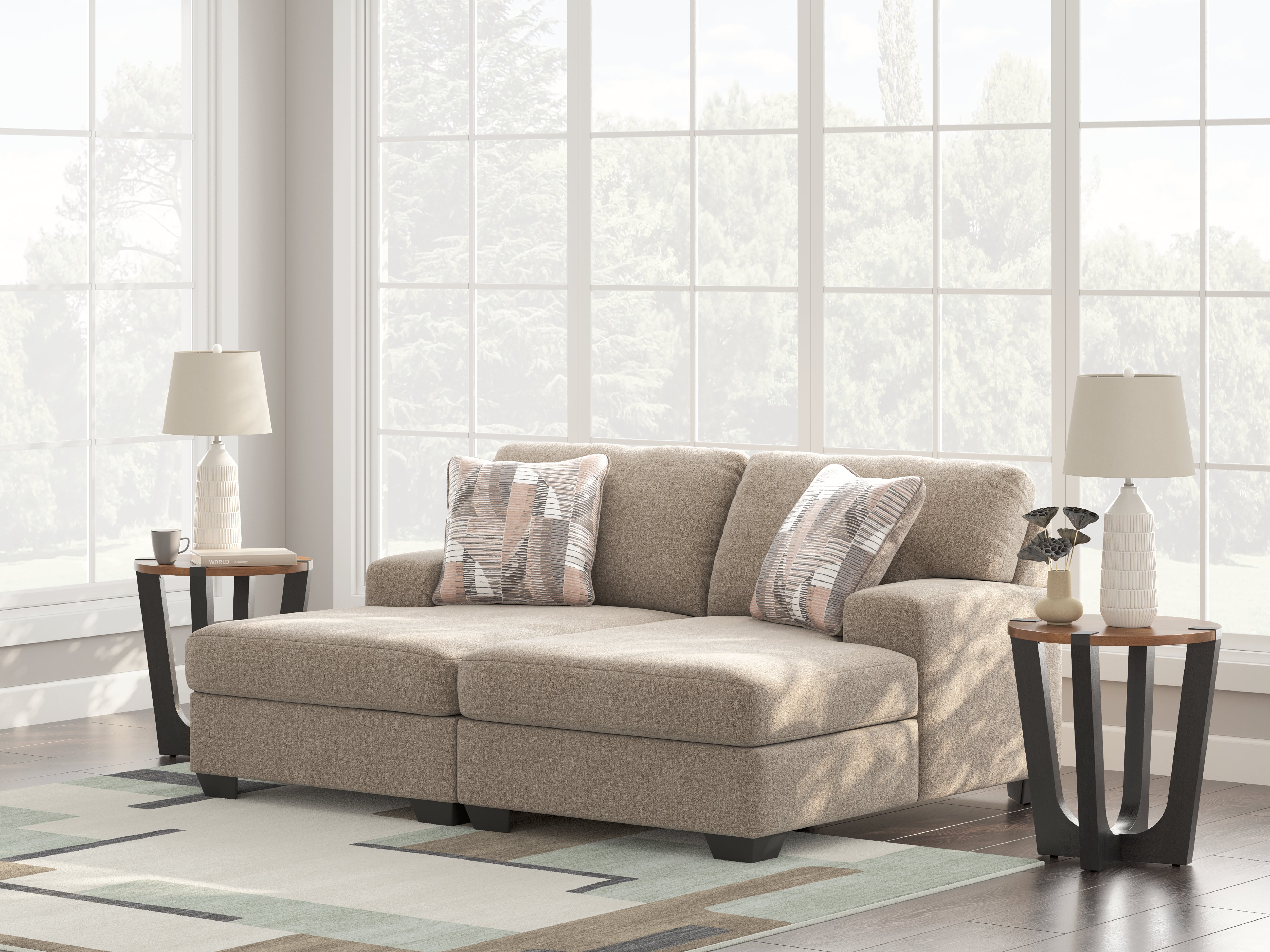 Lullora Furniture - Ashley Furniture - Newellen Sectional - RAF 2-Piece Super Chaise / Hemp - 48404S4