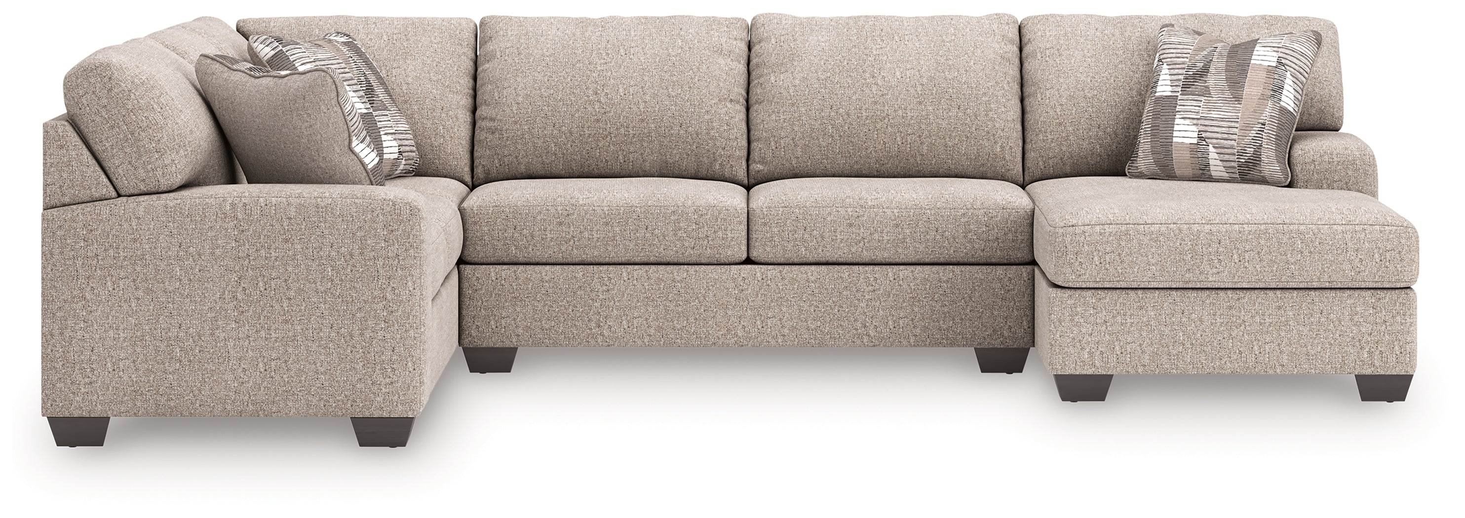 Lullora Furniture - Ashley Furniture - Newellen Sectional - RAF 3-Piece Sectional with Chaise / Greystone - 48405S1