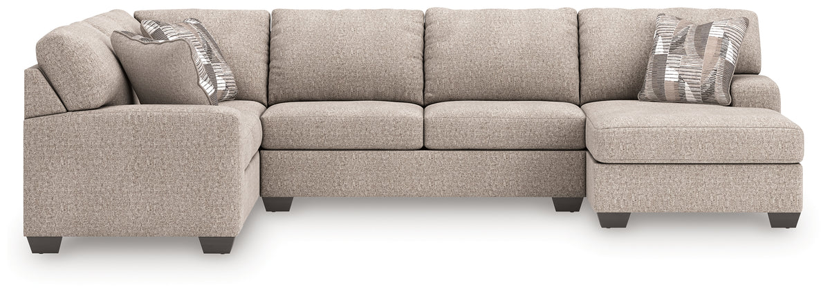 Lullora Furniture - Ashley Furniture - Newellen Sectional - RAF 3-Piece Sectional with Chaise / Greystone - 48405S1