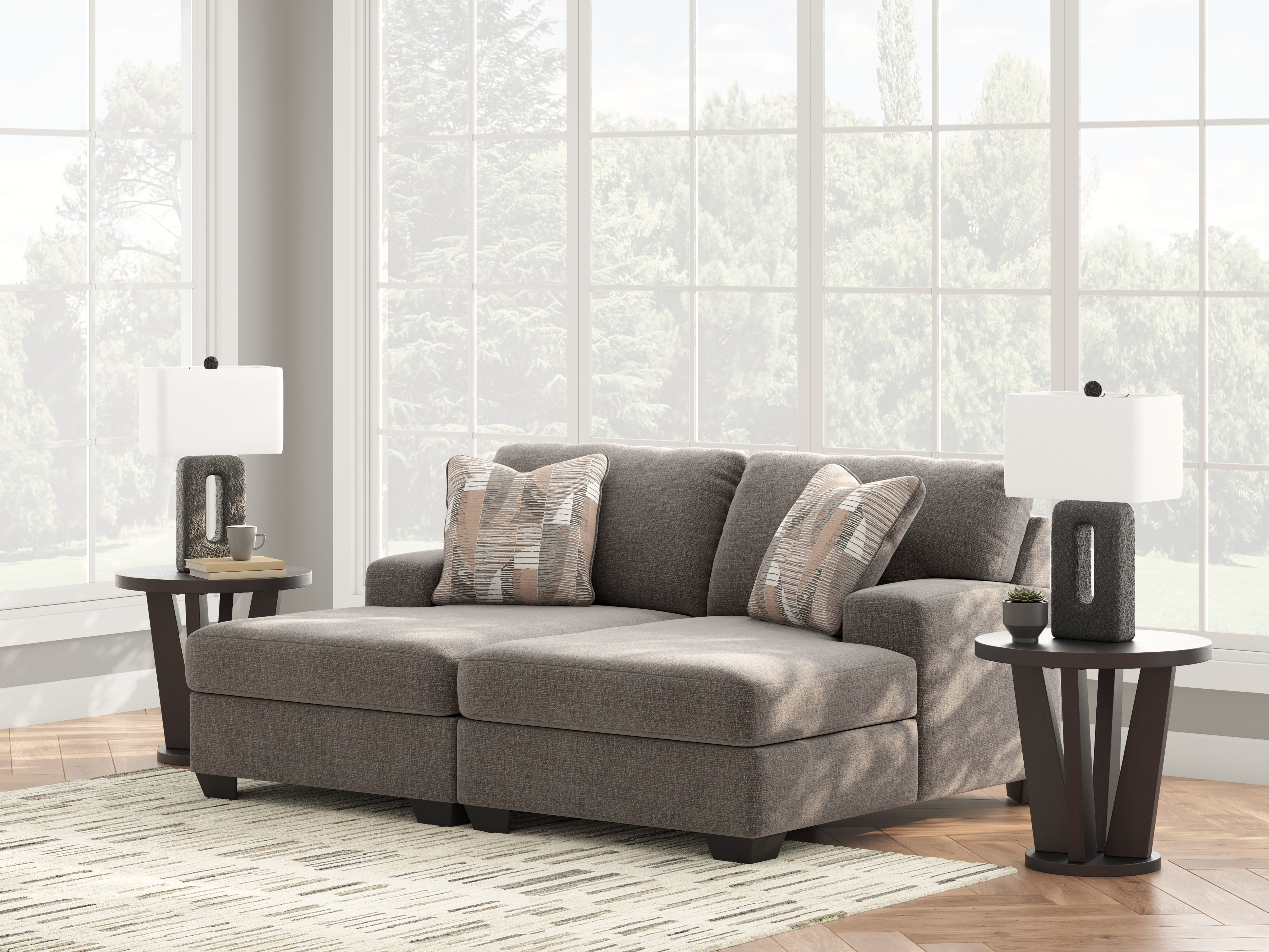Lullora Furniture - Ashley Furniture - Newellen Sectional - RAF 2-Piece Super Chaise / Greystone - 48405S4