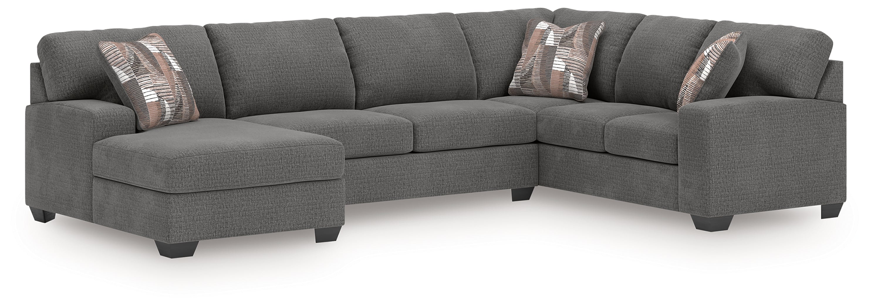 Lullora Furniture - Ashley Furniture - Newellen Sectional - RAF 3-Piece Sectional with Chaise / Greystone - 48405S1