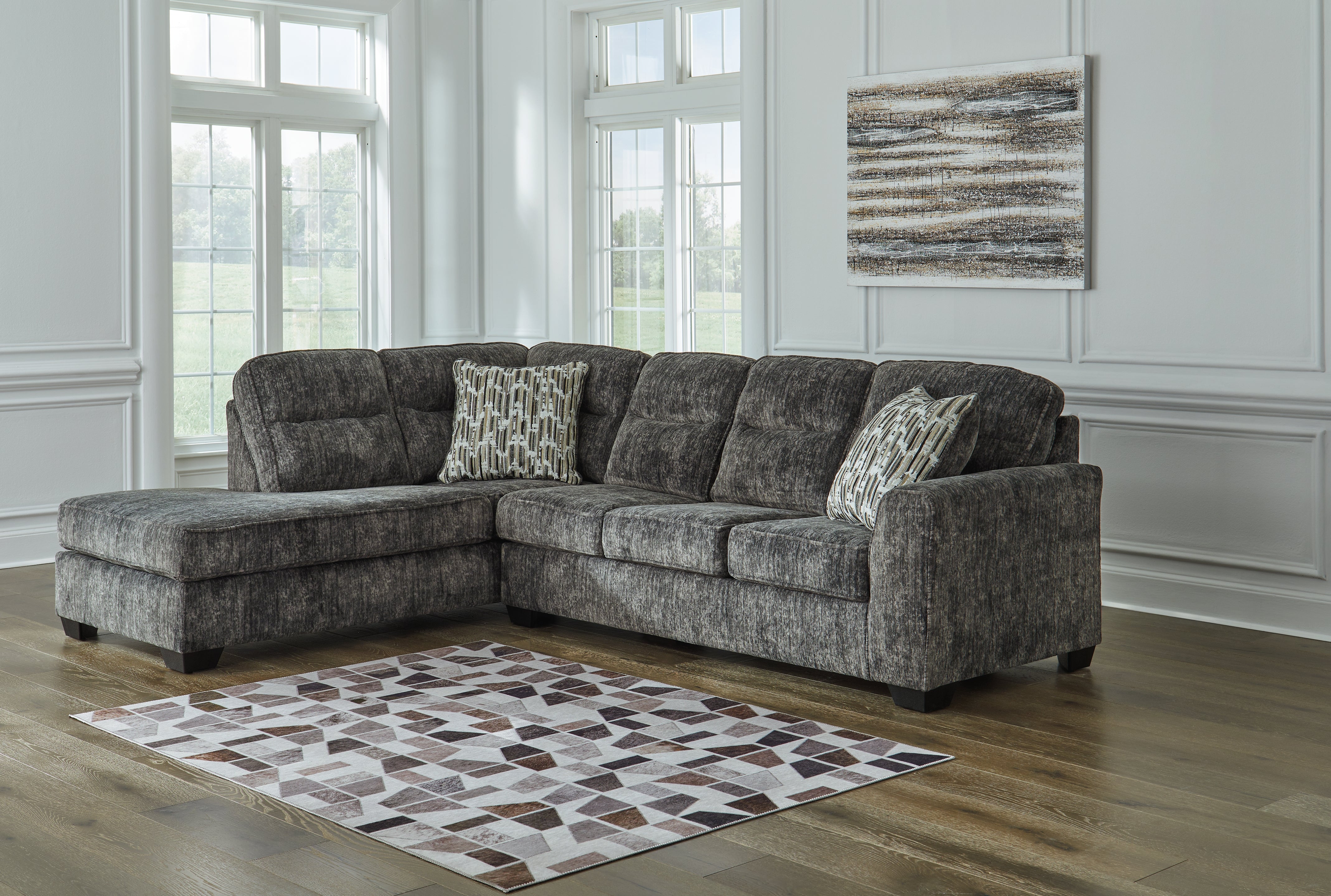 Lullora Furniture - Ashley Furniture - Lonoke Sectional - LAF 2-Piece Sectional with Chaise / Gunmetal - 50504S2