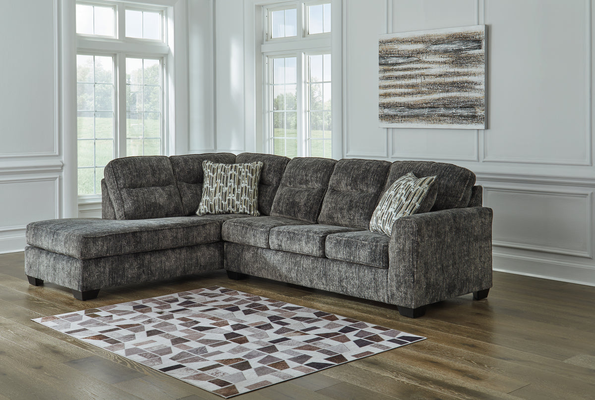 Lullora Furniture - Ashley Furniture - Lonoke Sectional - LAF 2-Piece Sectional with Chaise / Gunmetal - 50504S2