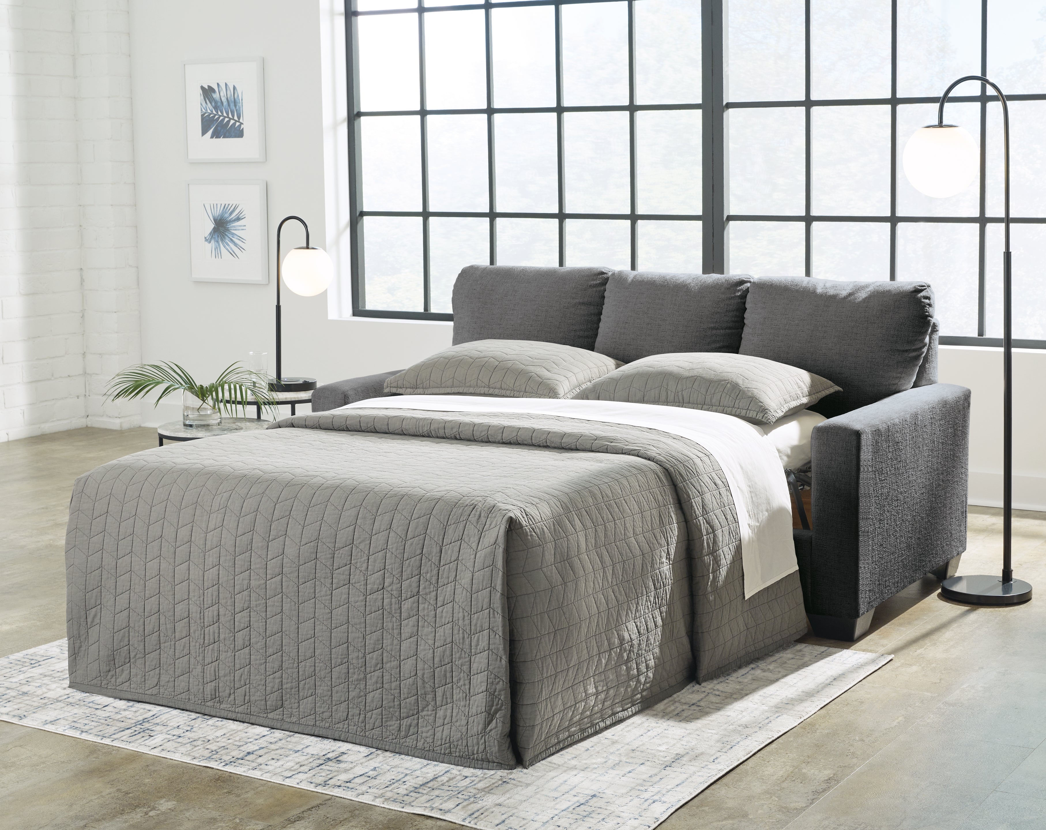 Lullora Furniture - Ashley Furniture - Rannis Living Room - Full Sofa Sleeper / Pewter - 5360236