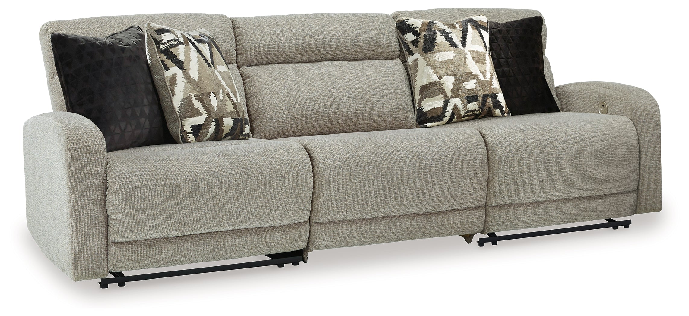 Lullora Furniture - Ashley Furniture - Colleyville Sectional - 7-Piece Power Reclining Sectional with Chaise / Stone - 54405S32