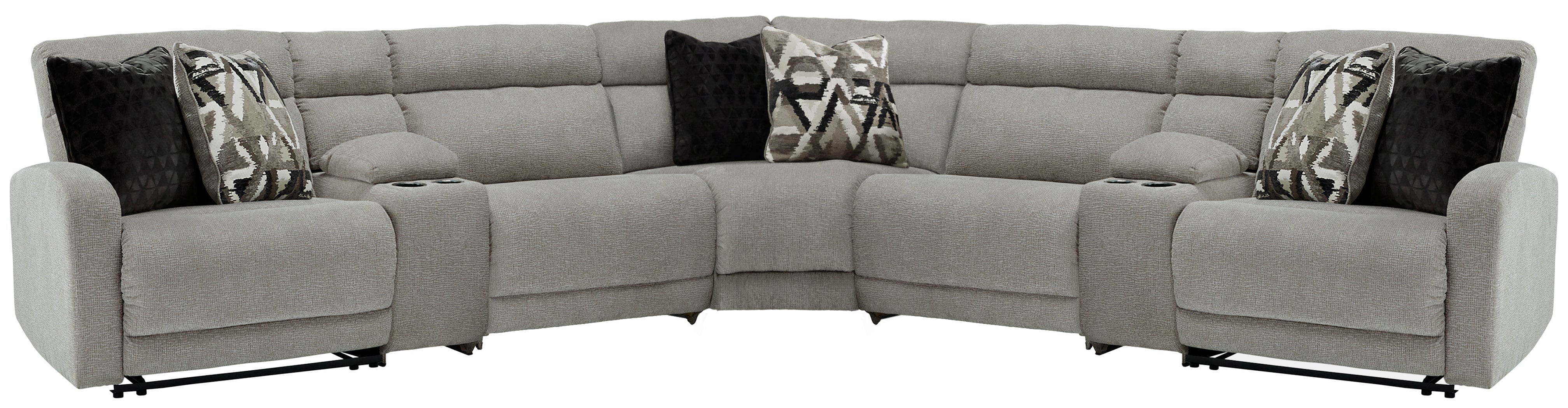 Lullora Furniture - Ashley Furniture - Colleyville Sectional - 7-Piece Power Reclining Sectional / Stone - 54405S10