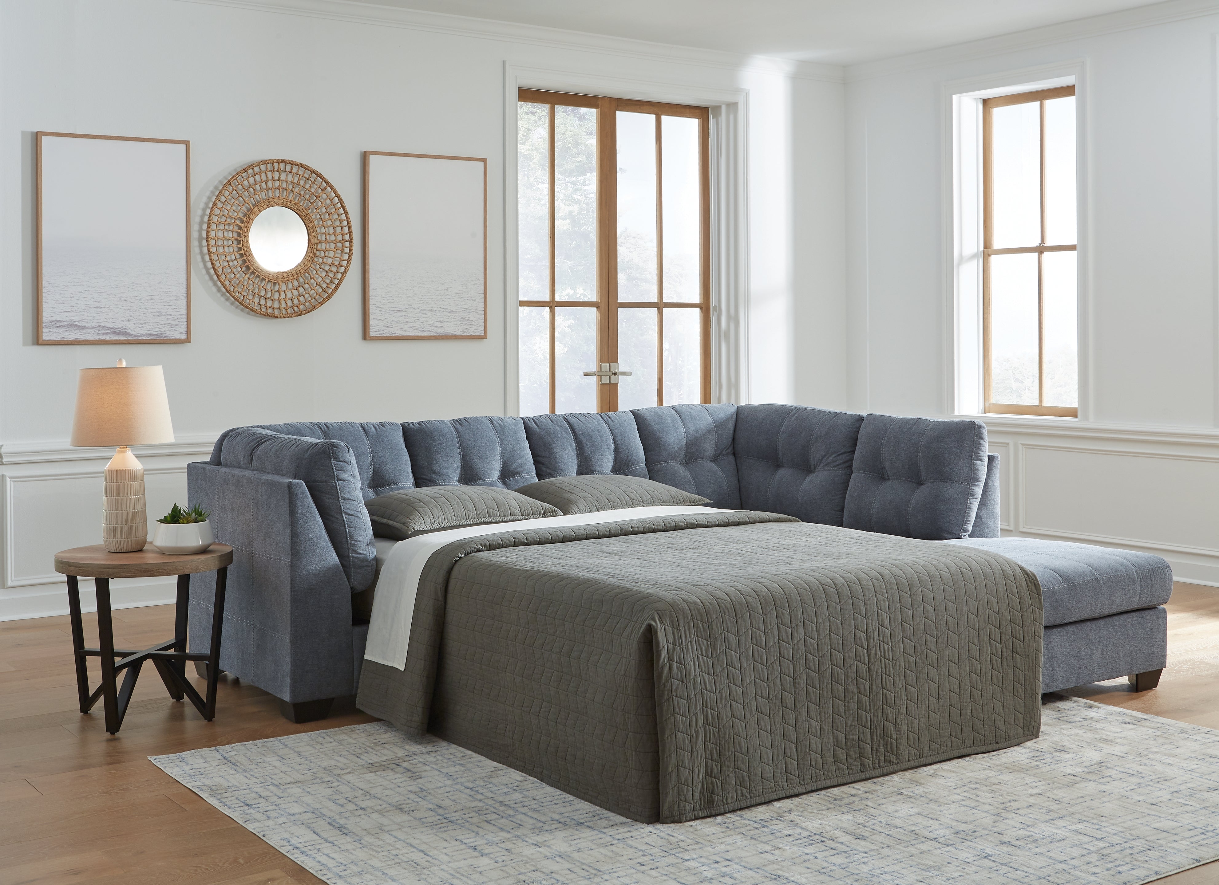 Lullora Furniture - Ashley Furniture - Marleton Sectional - 2-Piece Sleeper Sectional with Chaise / Denim - 55303S4