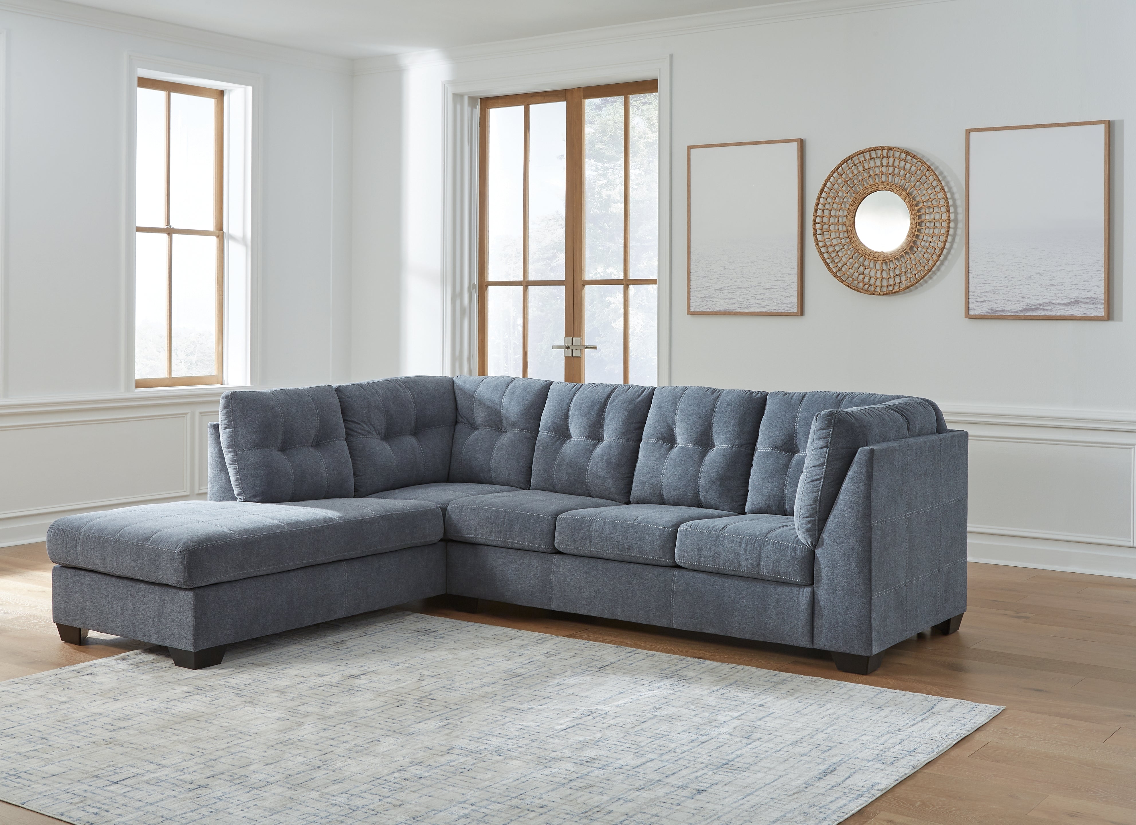 Lullora Furniture - Ashley Furniture - Marleton Sectional - RAF 2-Piece Sectional with Chaise / Denim - 55303S1