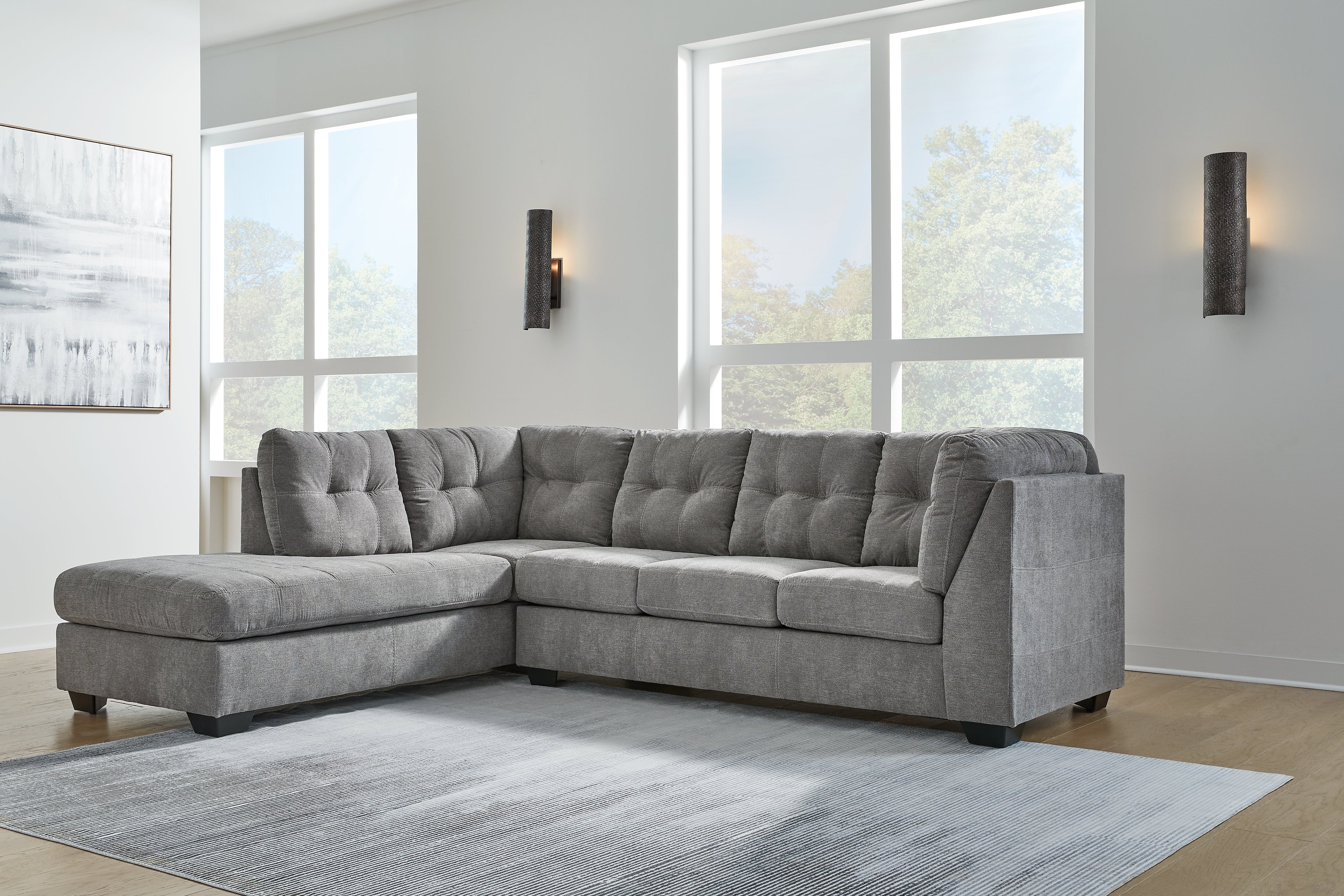Lullora Furniture - Ashley Furniture - Marleton Sectional - RAF 2-Piece Sectional with Chaise / Gray - 55305S1