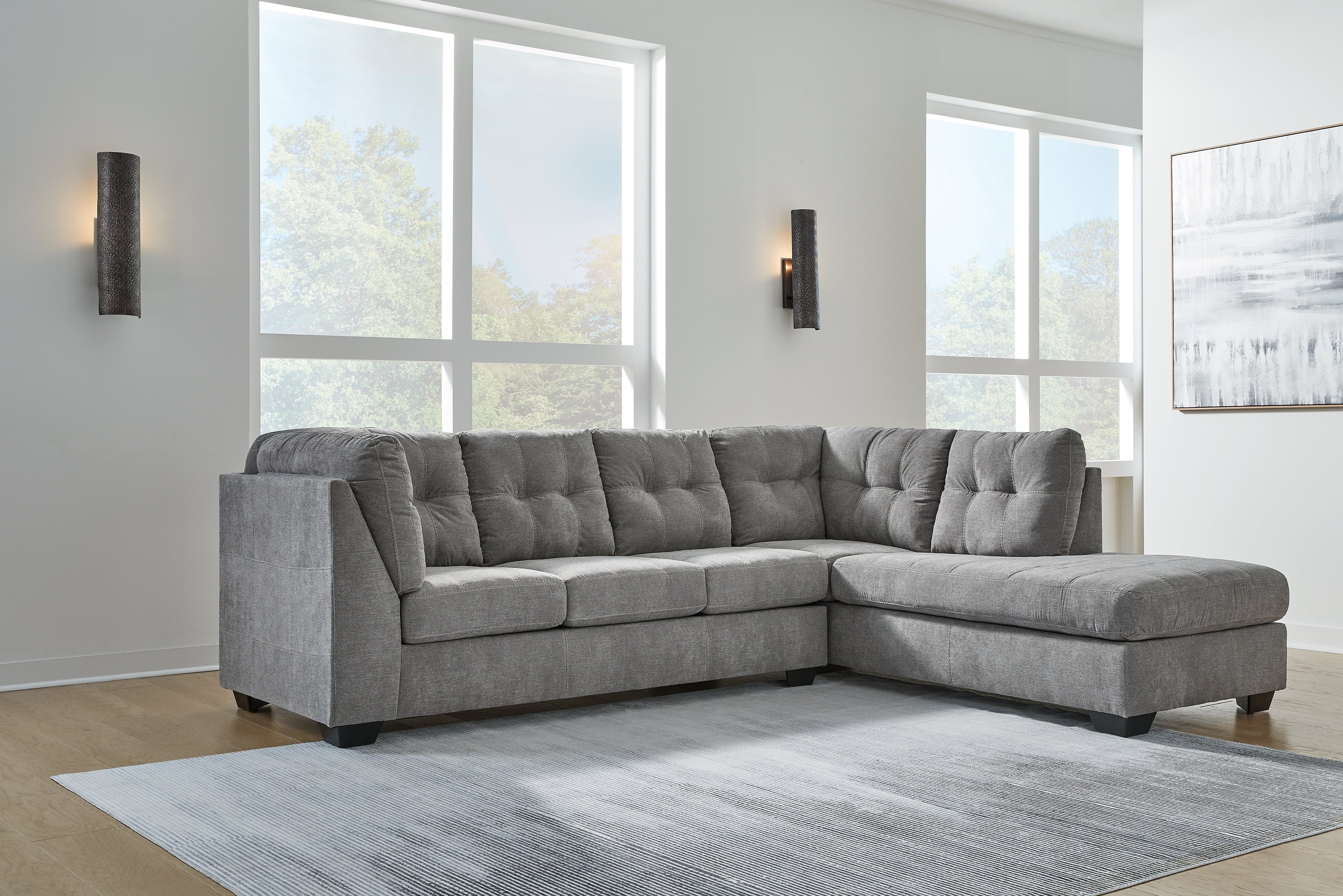 Lullora Furniture - Ashley Furniture - Marleton Sectional - LAF 2-Piece Sectional with Chaise / Gray - 55305S2
