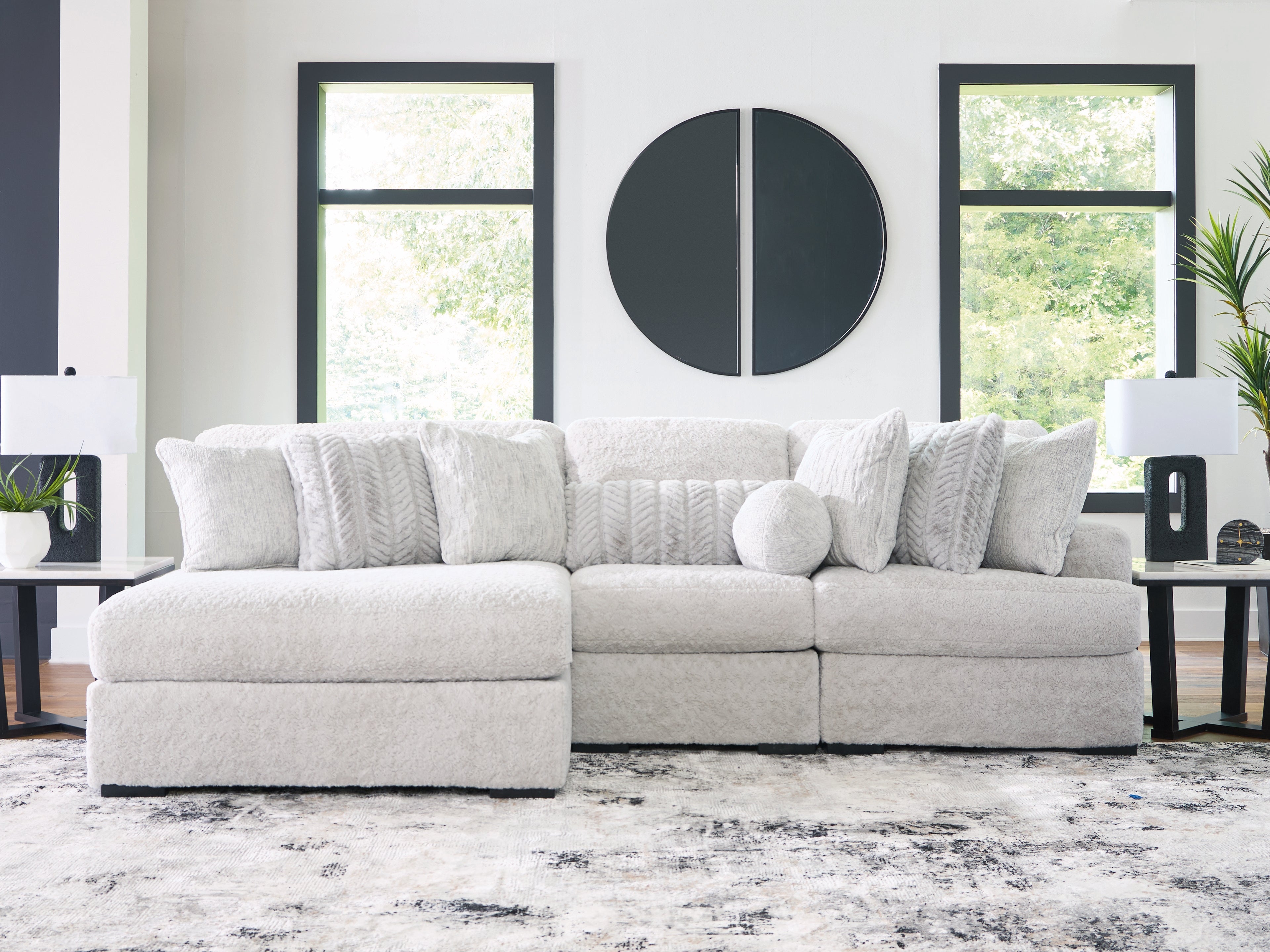 Lullora Furniture - Ashley Furniture - Cuddle Plush Sectional - 3-Piece Sectional with Chaise / Arctic - PC59106S7