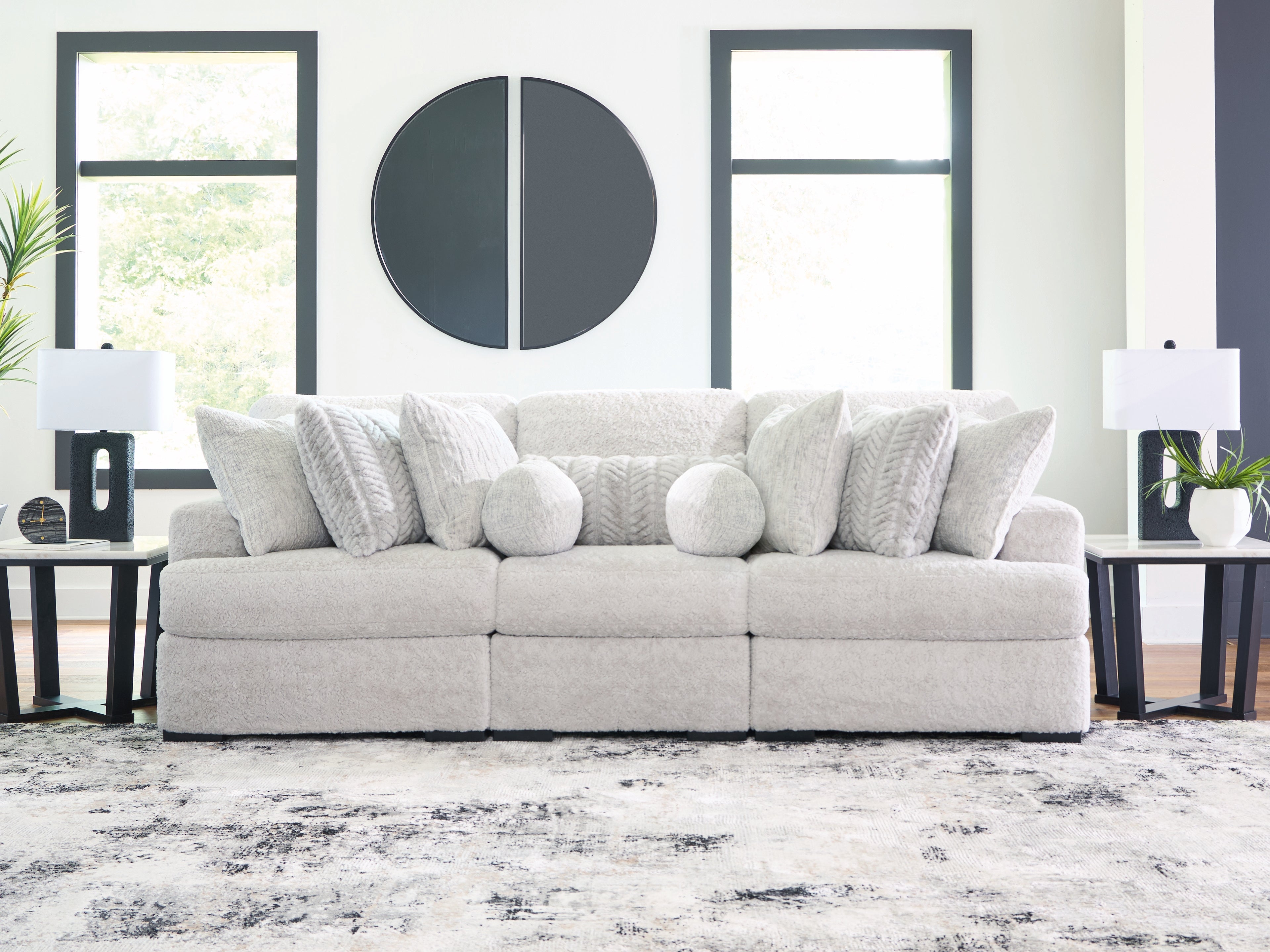 Lullora Furniture - Ashley Furniture - Cuddle Plush Sectional - RAF 3-Piece Sectional / Arctic - PC59106S5