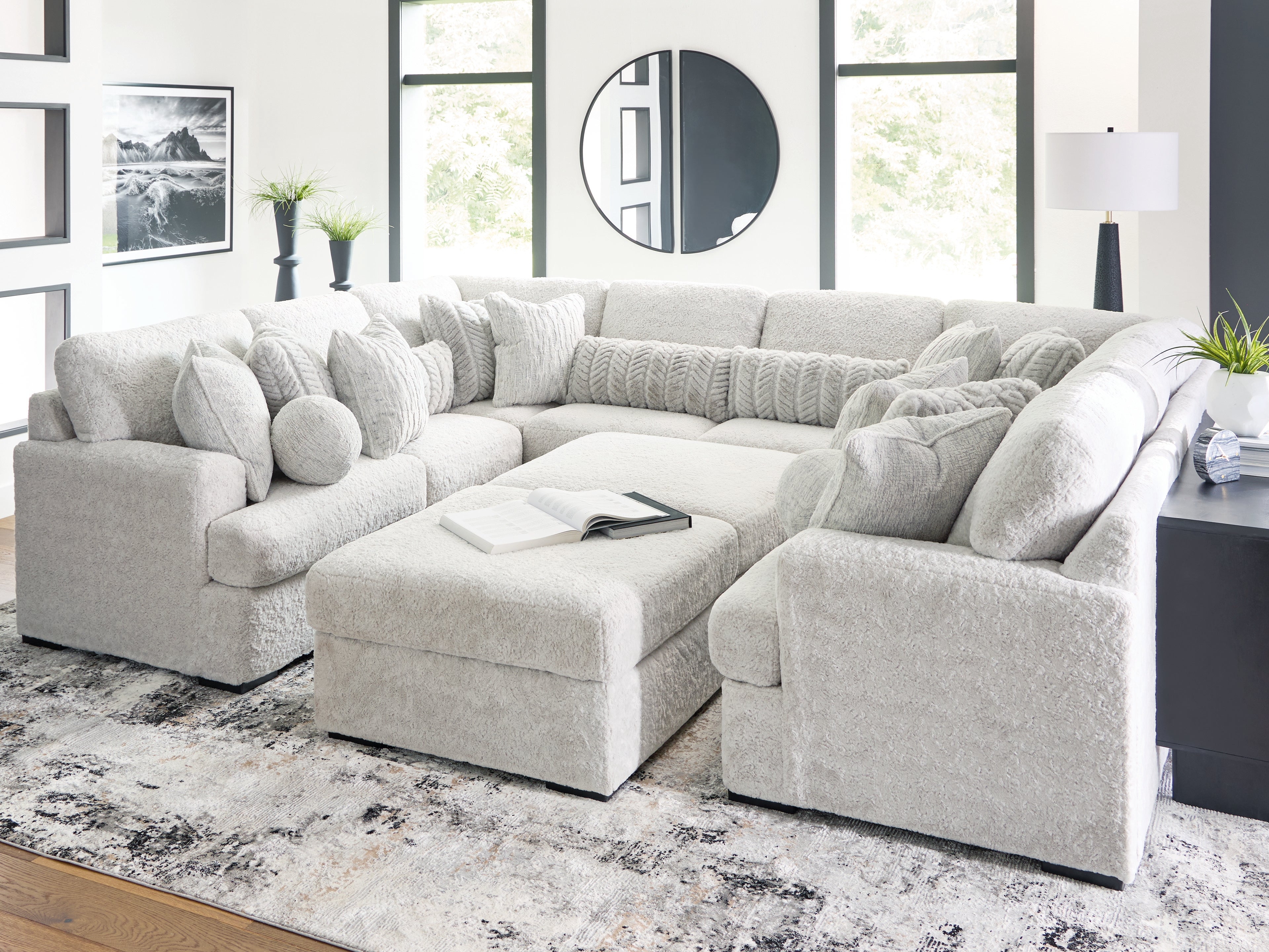 Lullora Furniture - Ashley Furniture - Cuddle Plush Sectional - RAF 10-Piece Sectional / Arctic - PC59106S10