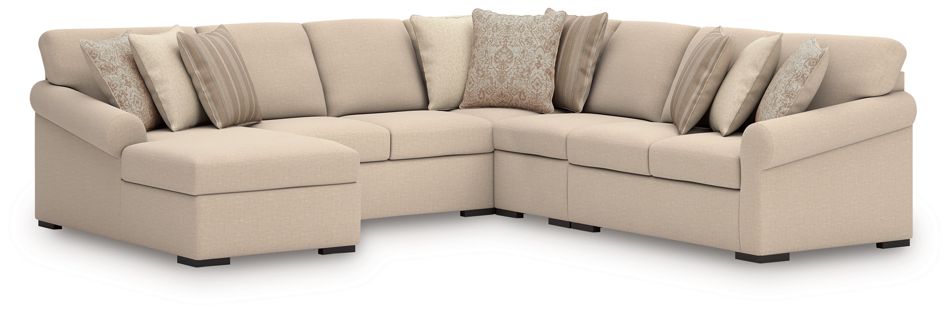 Lullora Furniture - Ashley Furniture - LadyMae Sectional - RAF 5-Piece Sectional with Chaise / Twill - 59404S8