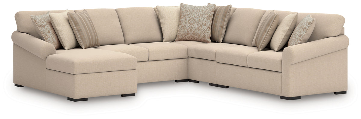 Lullora Furniture - Ashley Furniture - LadyMae Sectional - RAF 5-Piece Sectional with Chaise / Twill - 59404S8