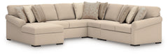 Lullora Furniture - Ashley Furniture - LadyMae Sectional - RAF 5-Piece Sectional with Chaise / Twill - 59404S8
