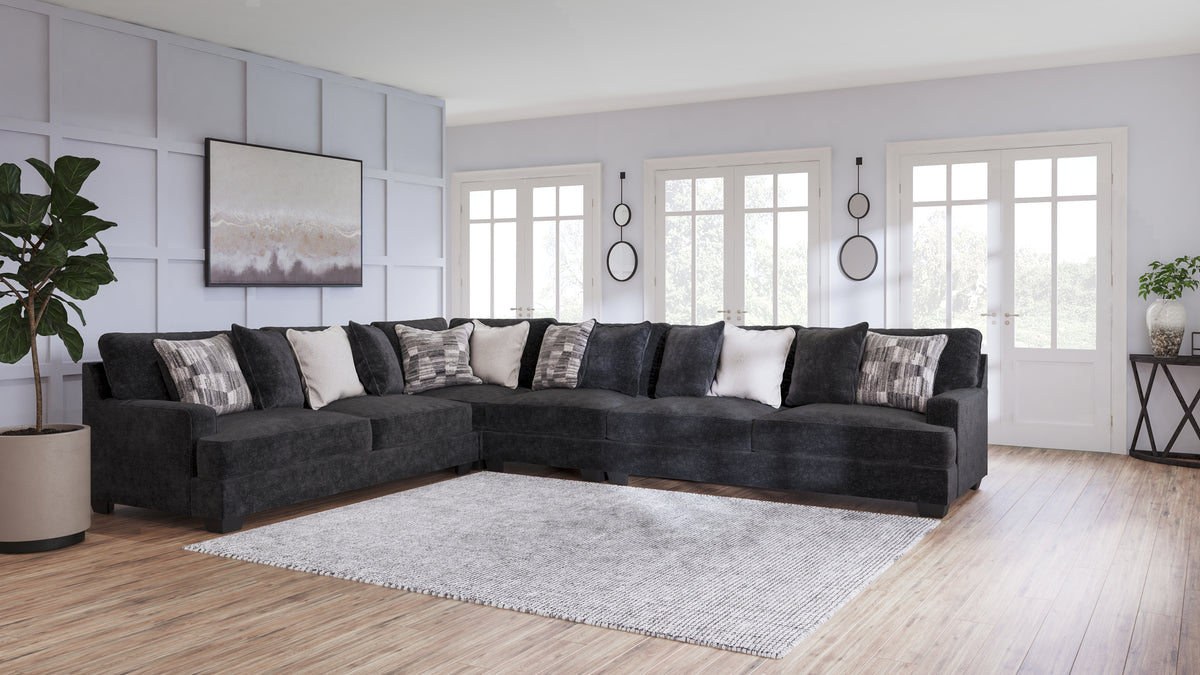 Lullora Furniture - Ashley Furniture - Lavernett Sectional - LAF 4-Piece Sectional / Charcoal - 59603S2