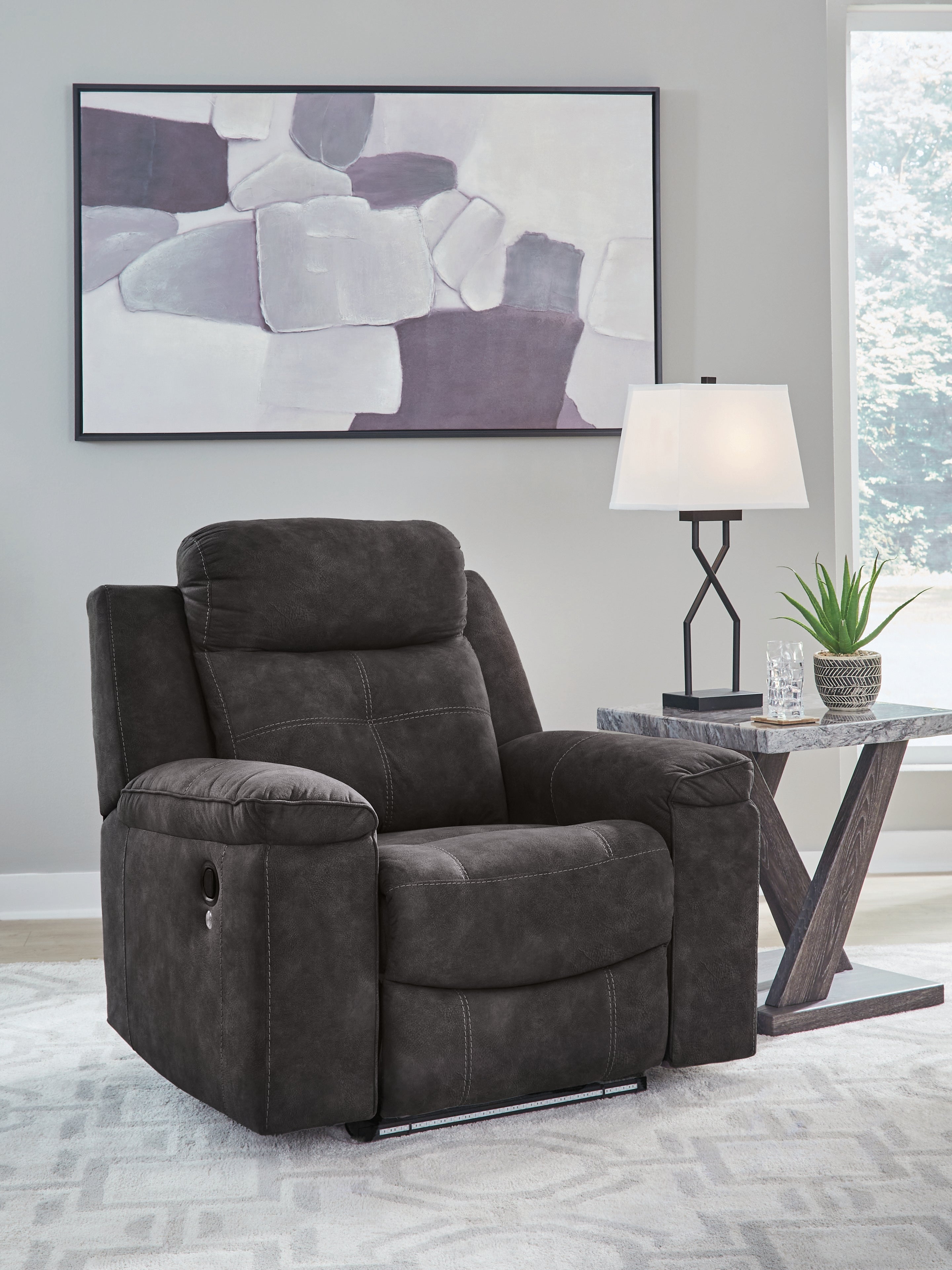 Lullora Furniture - Ashley Furniture - Brysonview Living Room - Zero Wall Recliner / Charcoal - 6360529