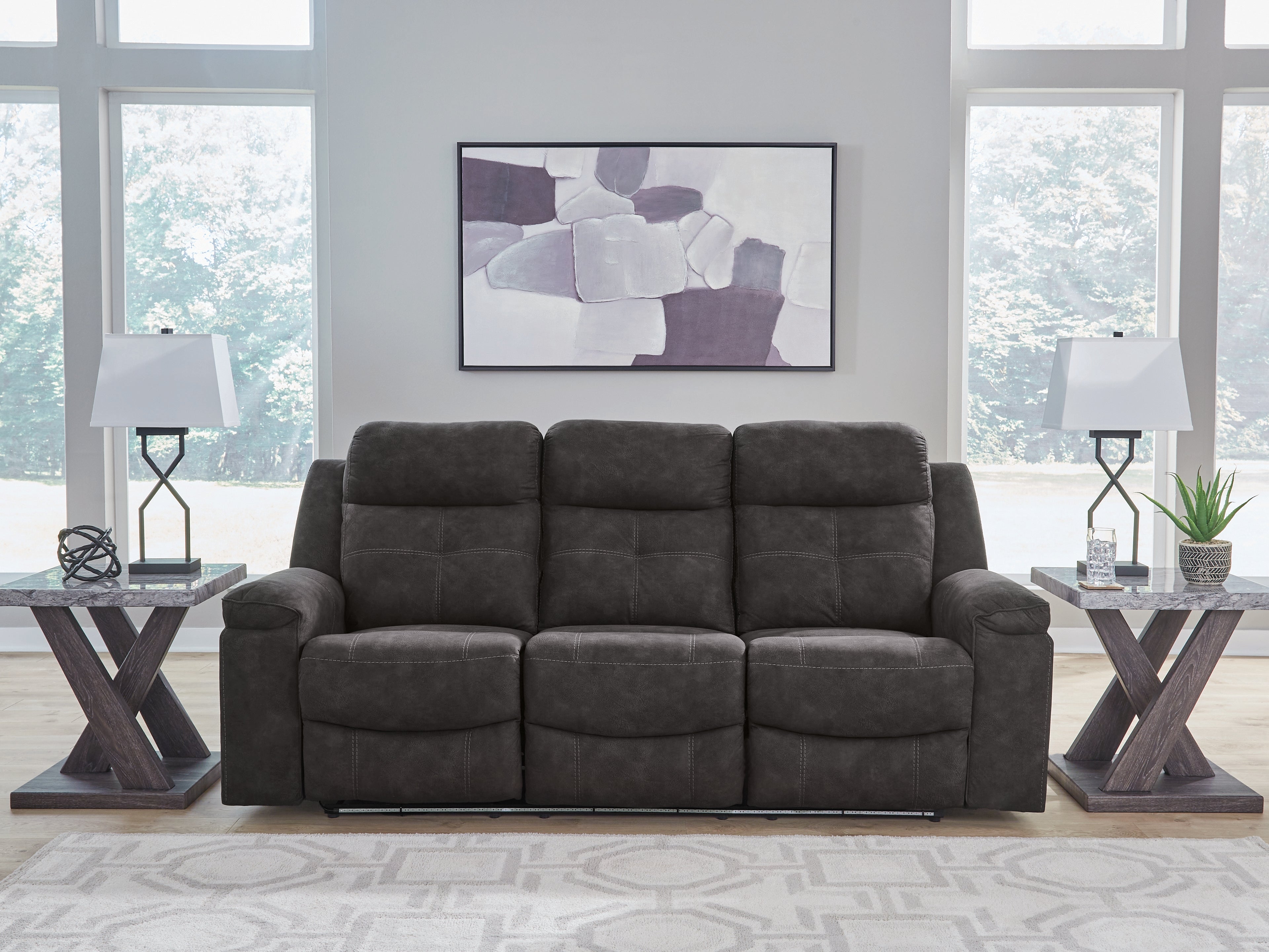 Lullora Furniture - Ashley Furniture - Brysonview Living Room - Reclining Sofa / Charcoal - 6360588