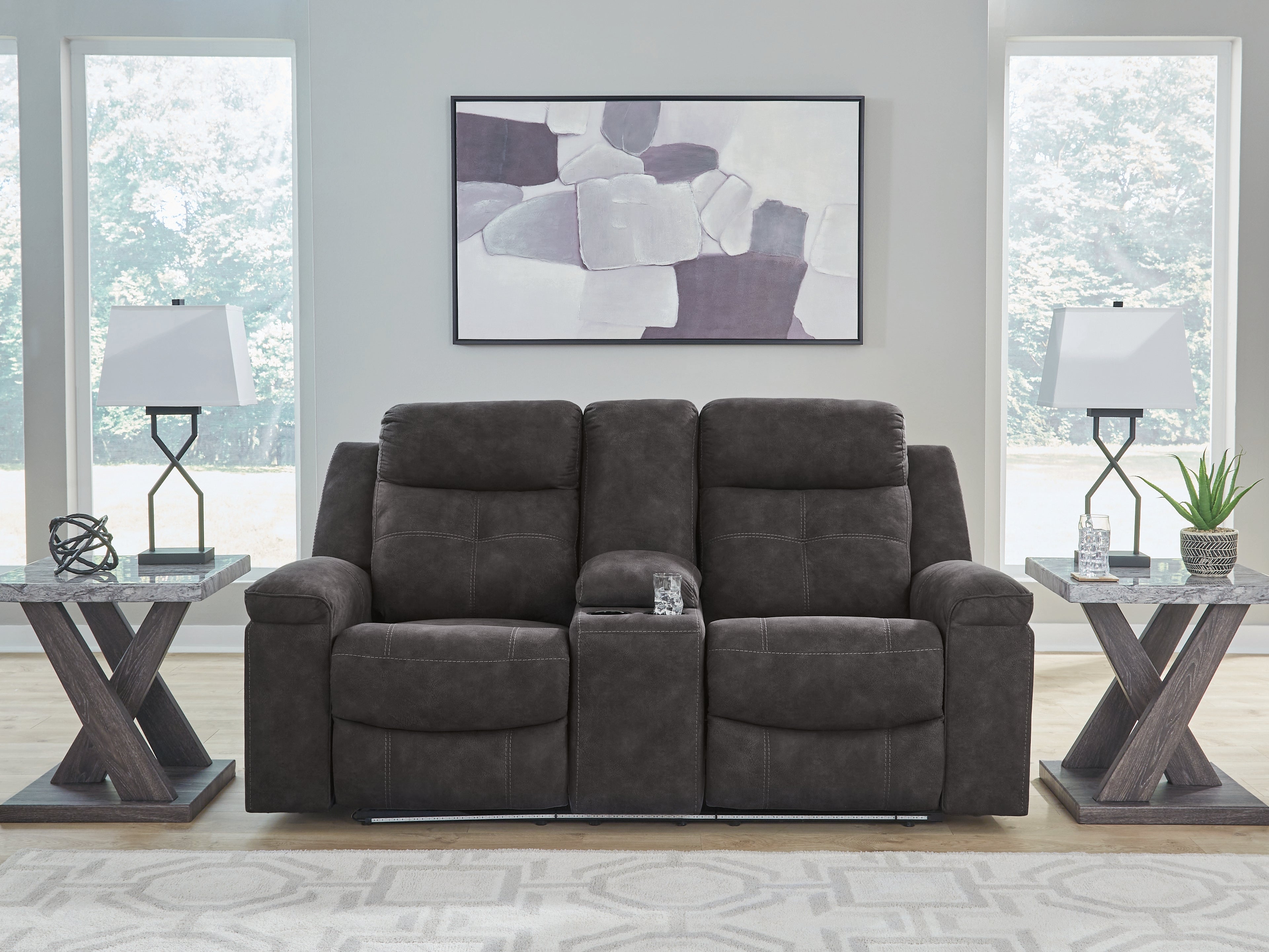 Lullora Furniture - Ashley Furniture - Brysonview Living Room - DBL Rec Loveseat w/Console - 6360594